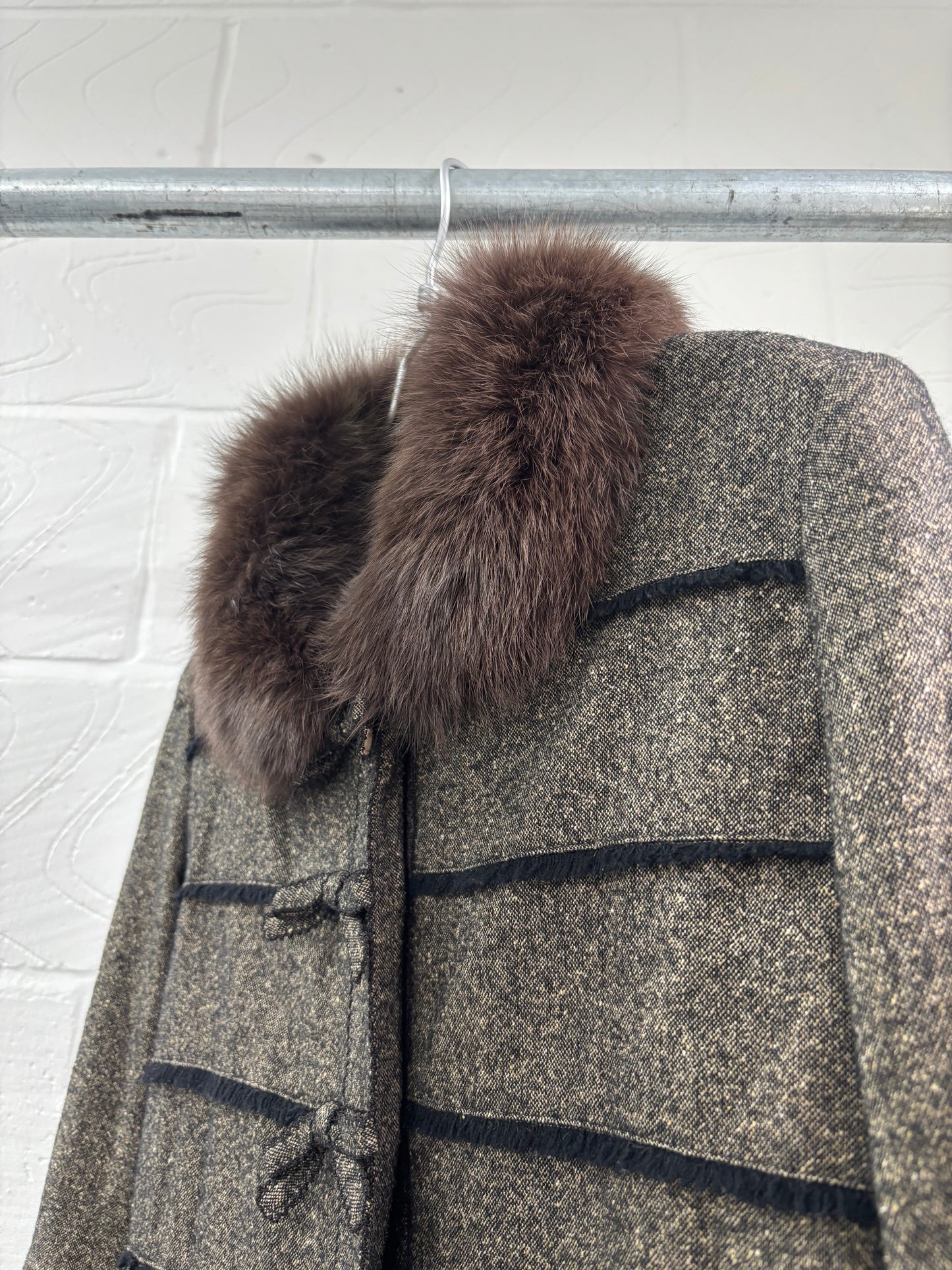 KANEO ISAO SILK WOOL AND FUR JACKET