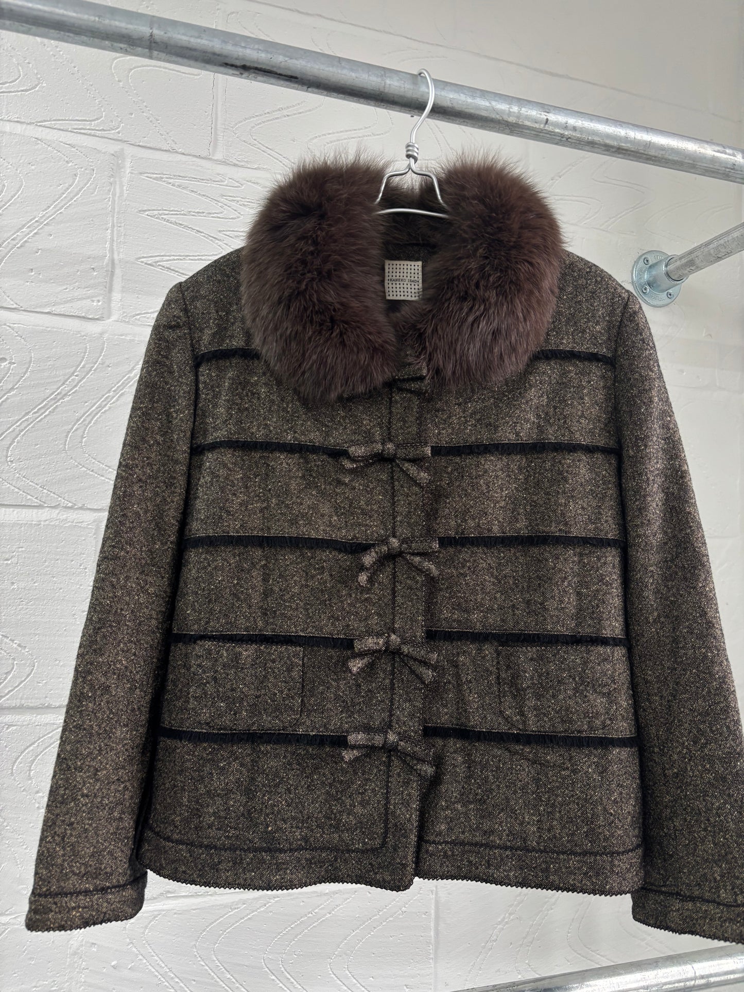 KANEO ISAO SILK WOOL AND FUR JACKET