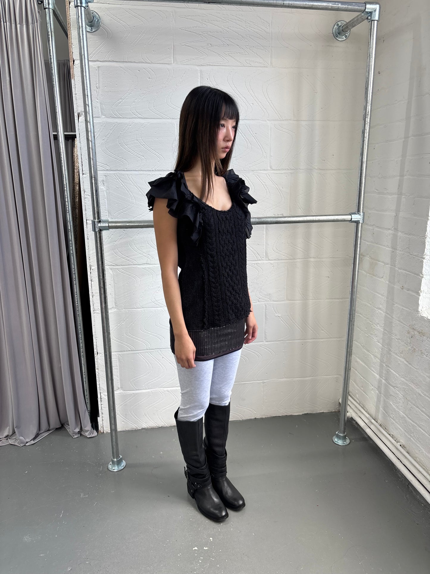 JAPANESE DESIGNER WOOL FRILLY TANK