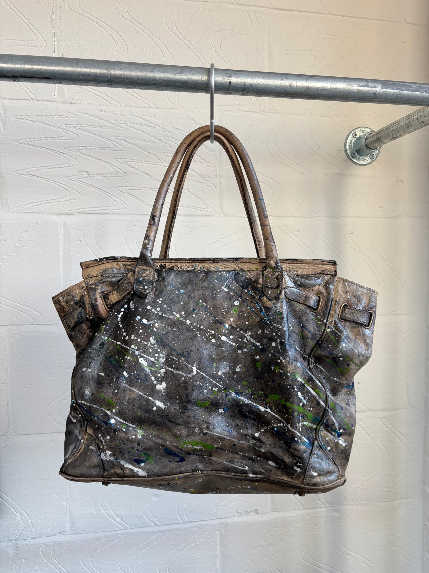 PAINT SPLATTER LEATHER FIRKIN BAG