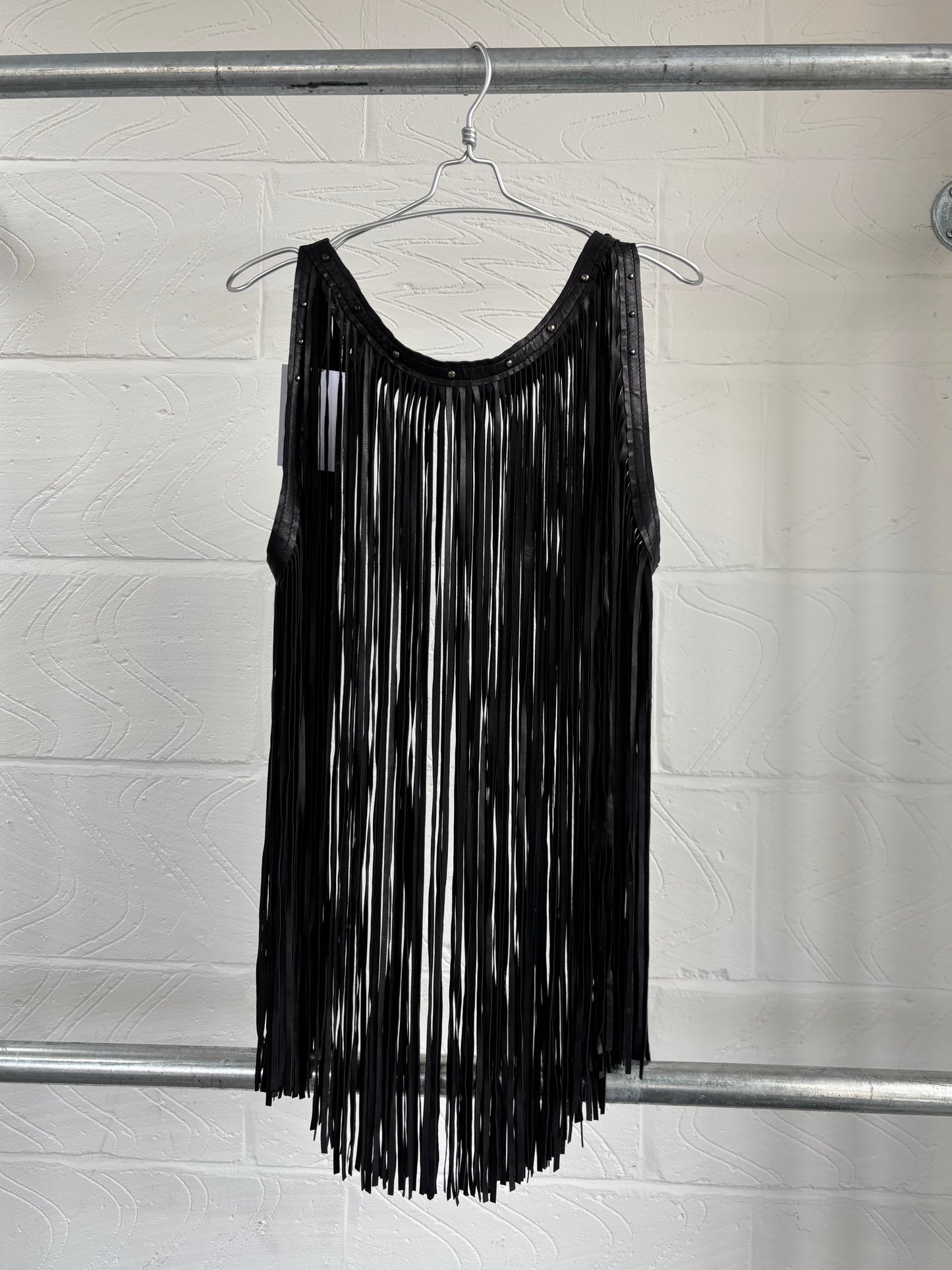 LEATHER LOOK FRINGE TOP