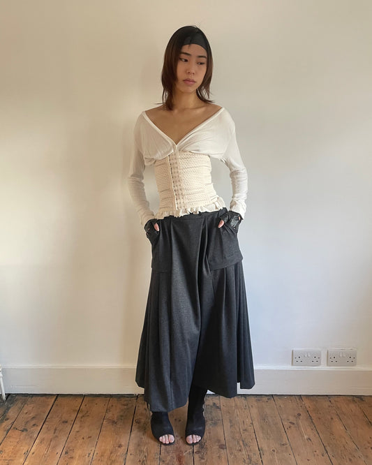 JAPANESE DESIGNER LOW CROTCH PLEATED TROUSERS