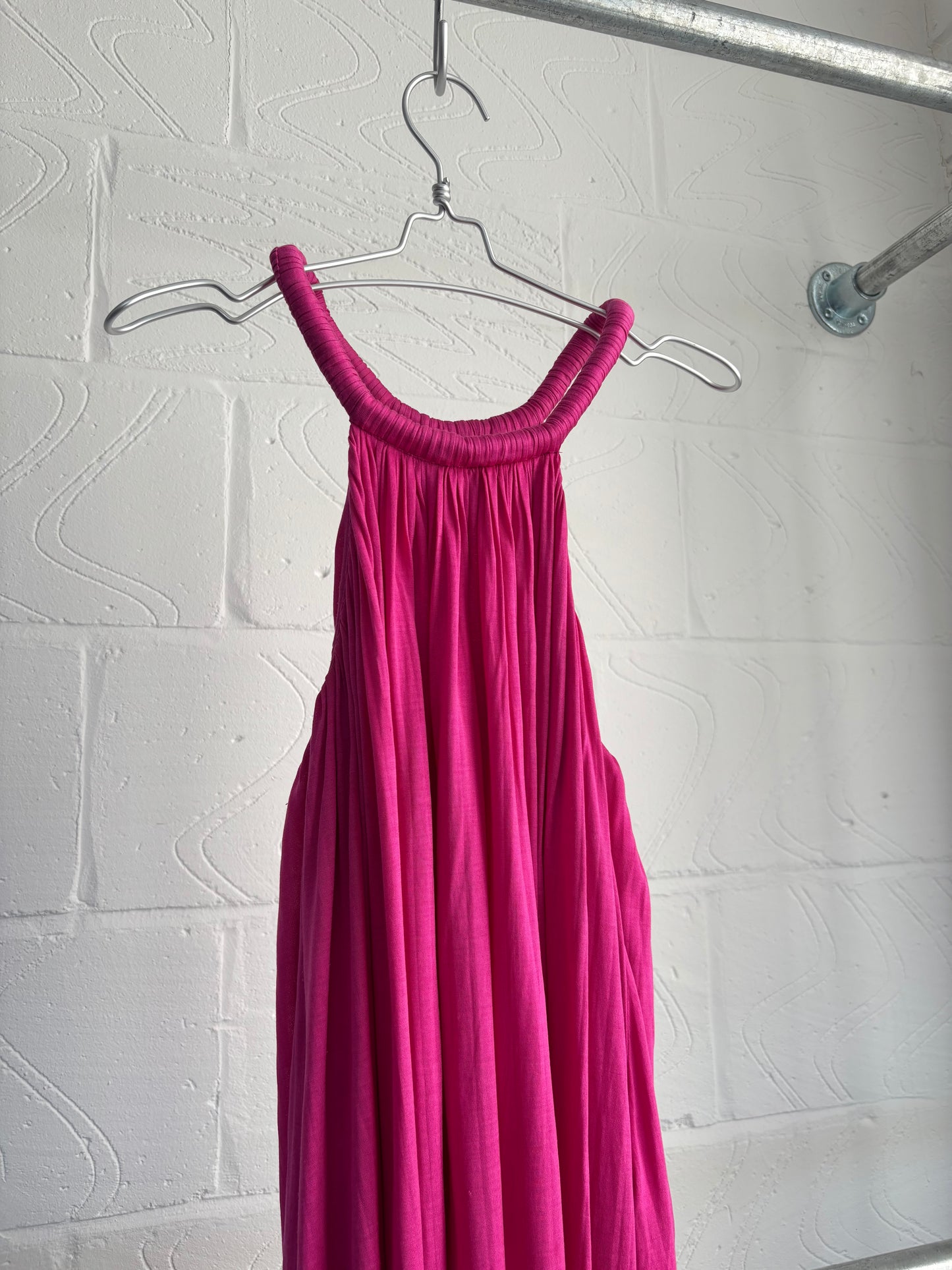 SILK FUCHSIA PINK DRAPE TANK