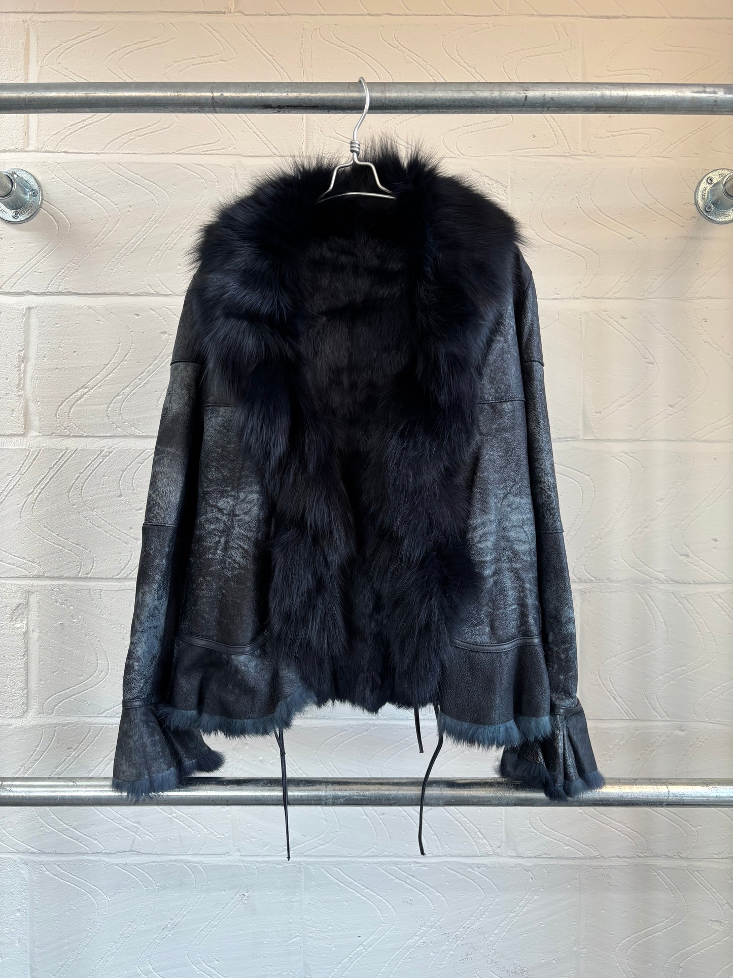 RABBIT LEATHER AND FOX FUR JACKET