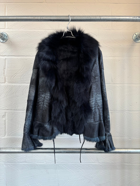RABBIT LEATHER AND FOX FUR JACKET