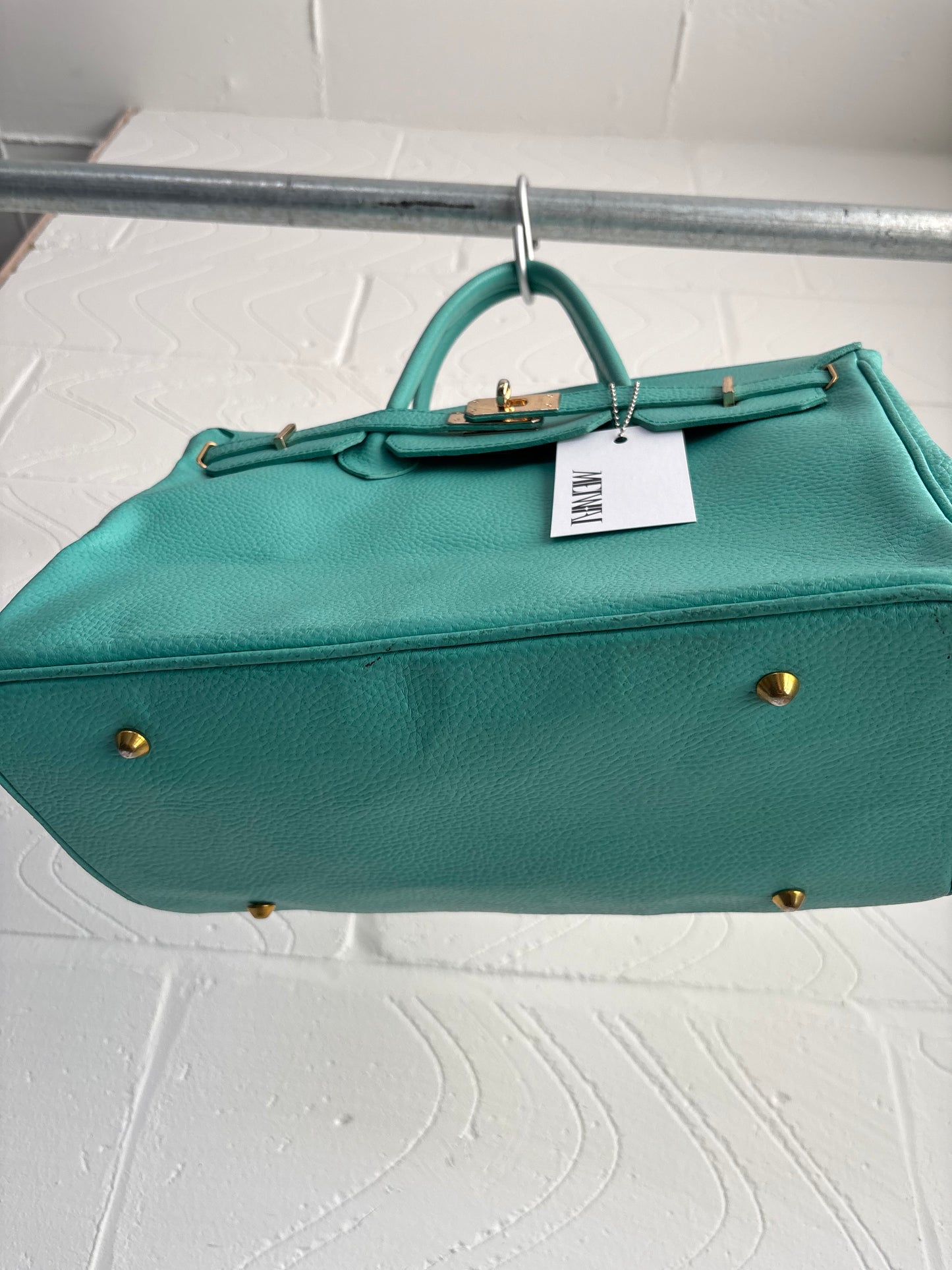 TEAL LEATHER MINI FIRKIN