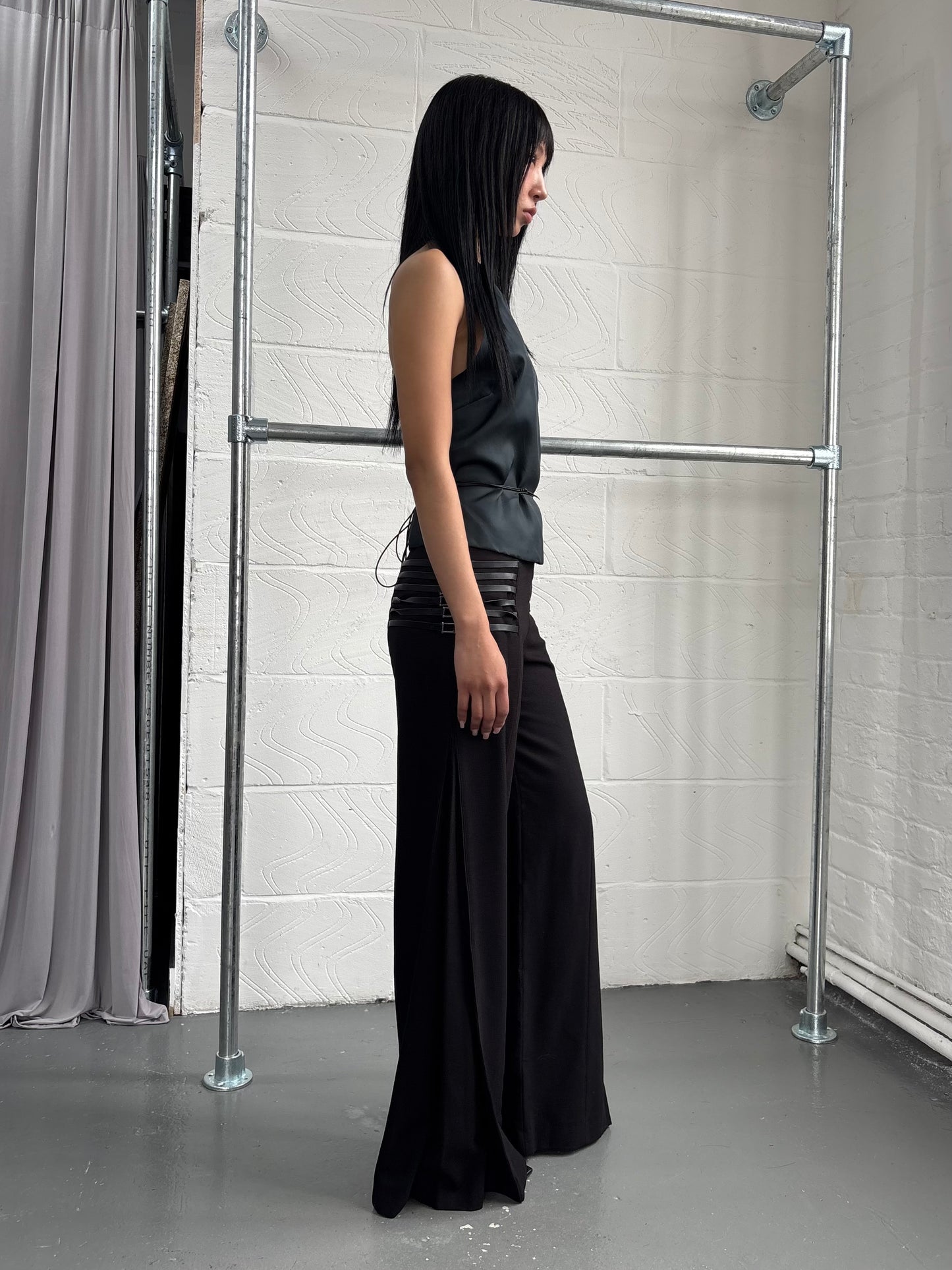 WOOL BLEND BUCKLE TROUSERS
