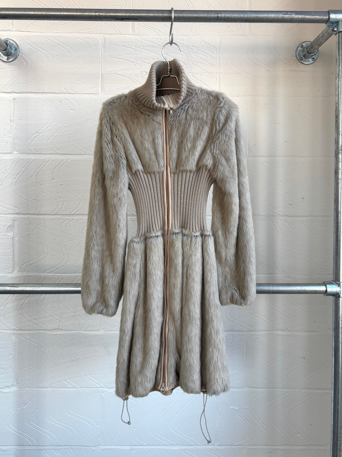 ZUCCA CINCH WAIST FAUX FUR COAT