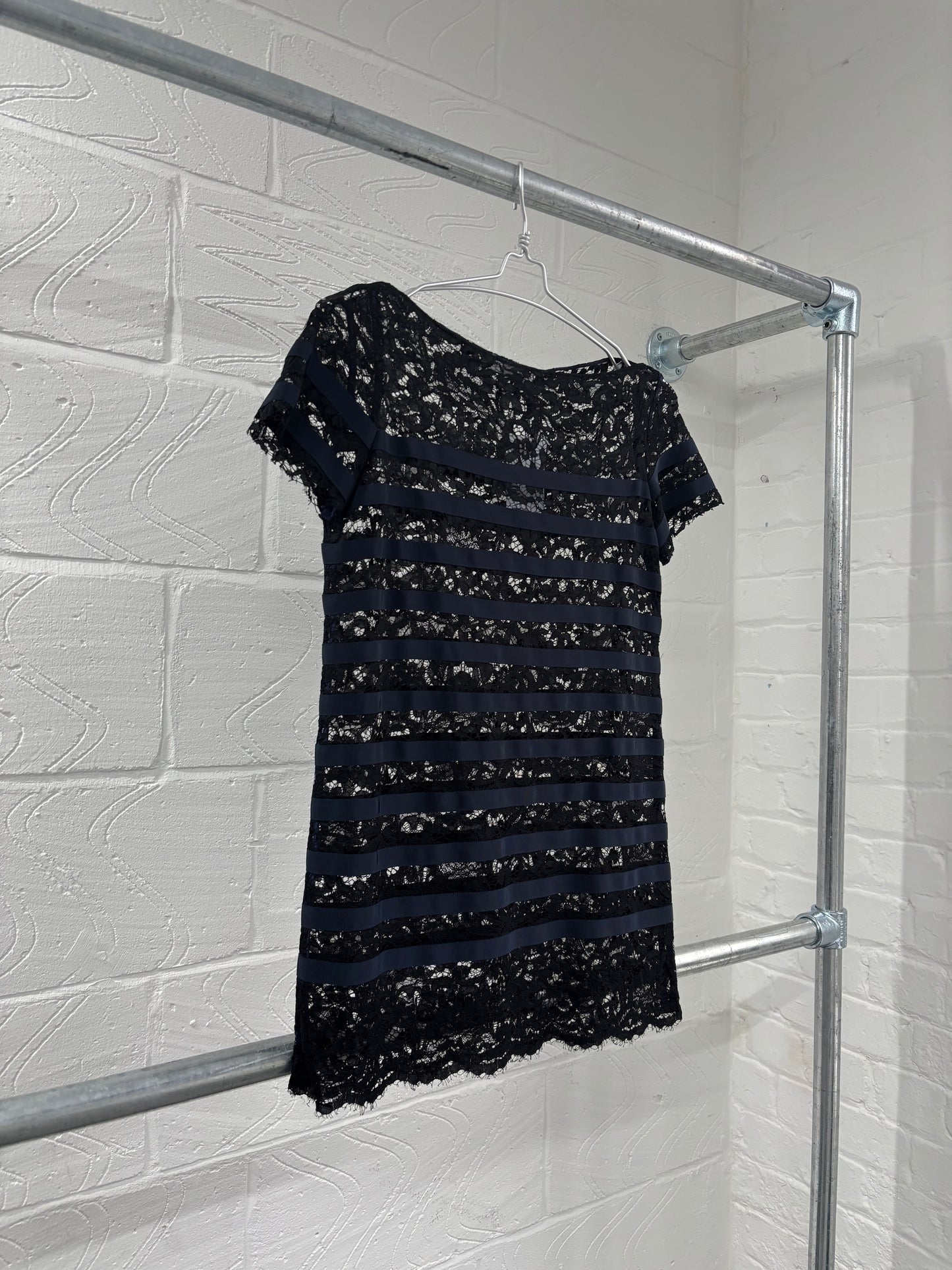 SACAI LUCK LACE STRIPE DRESS