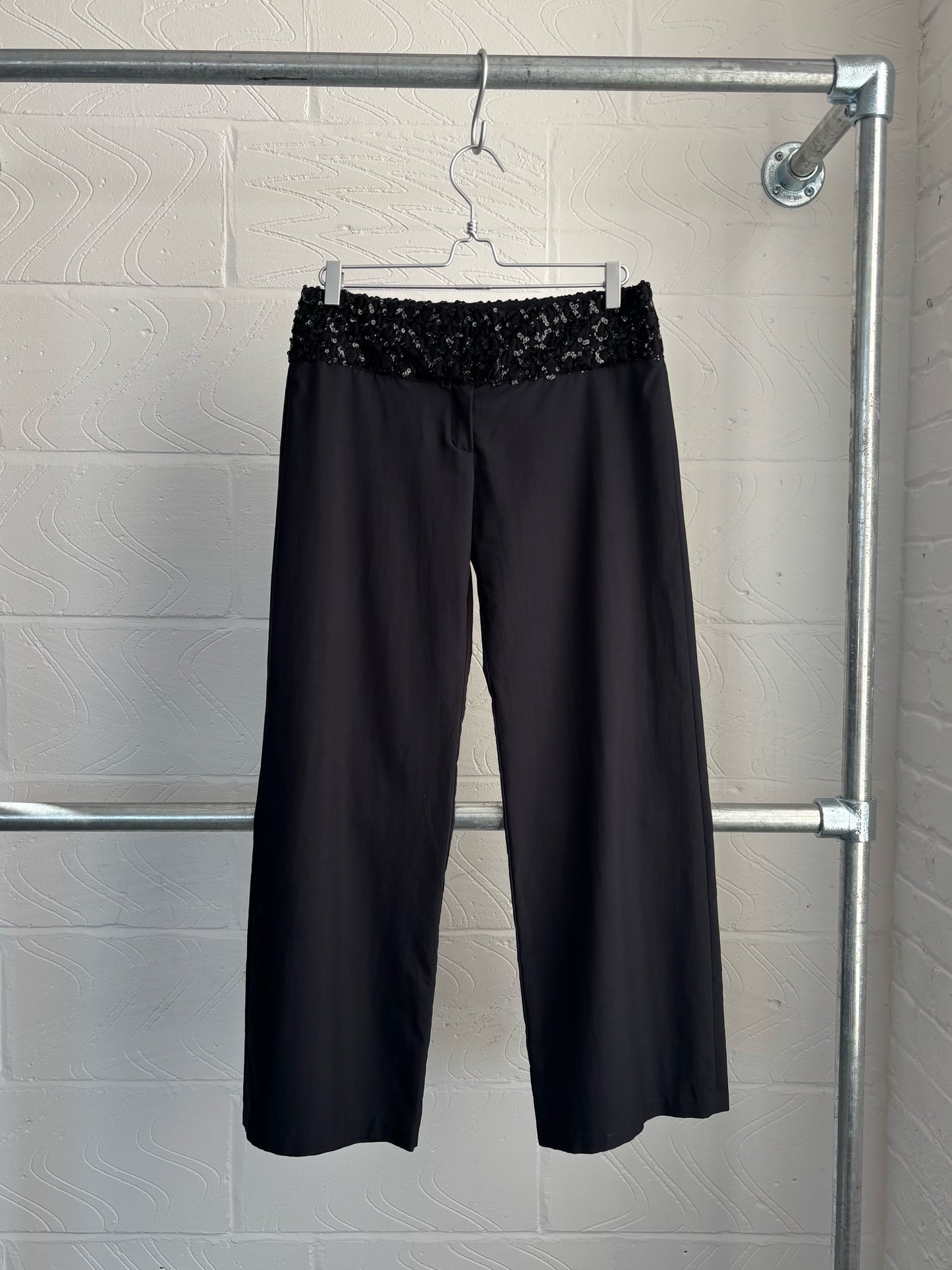 FRENCH DESIGNER TROUSERS WITH SEQUIN WAISTBAND
