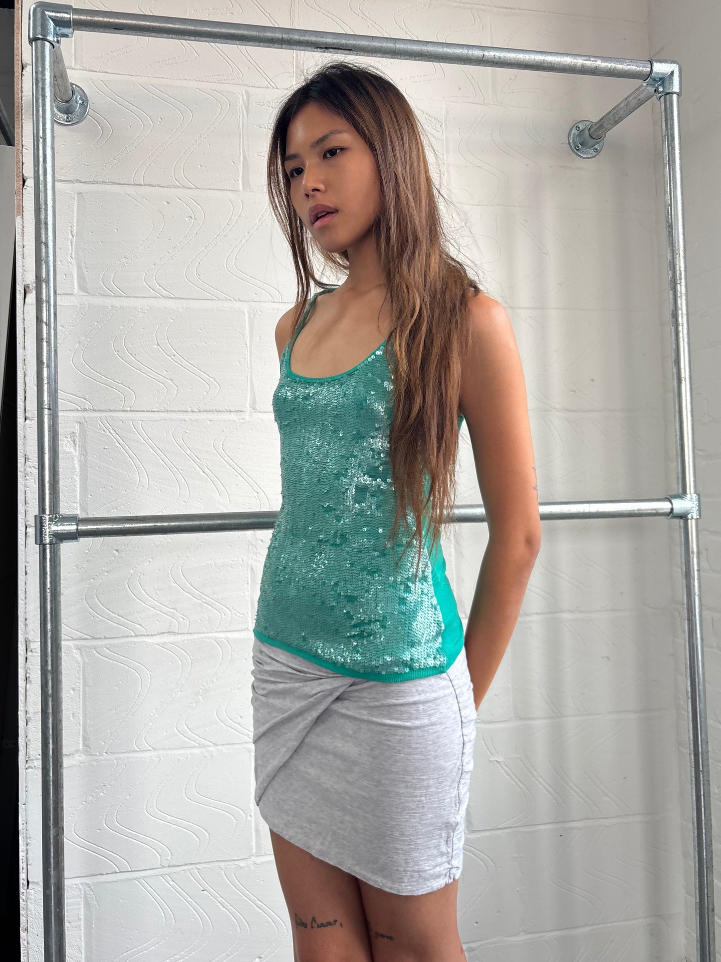 TEAL SEQUIN TOP