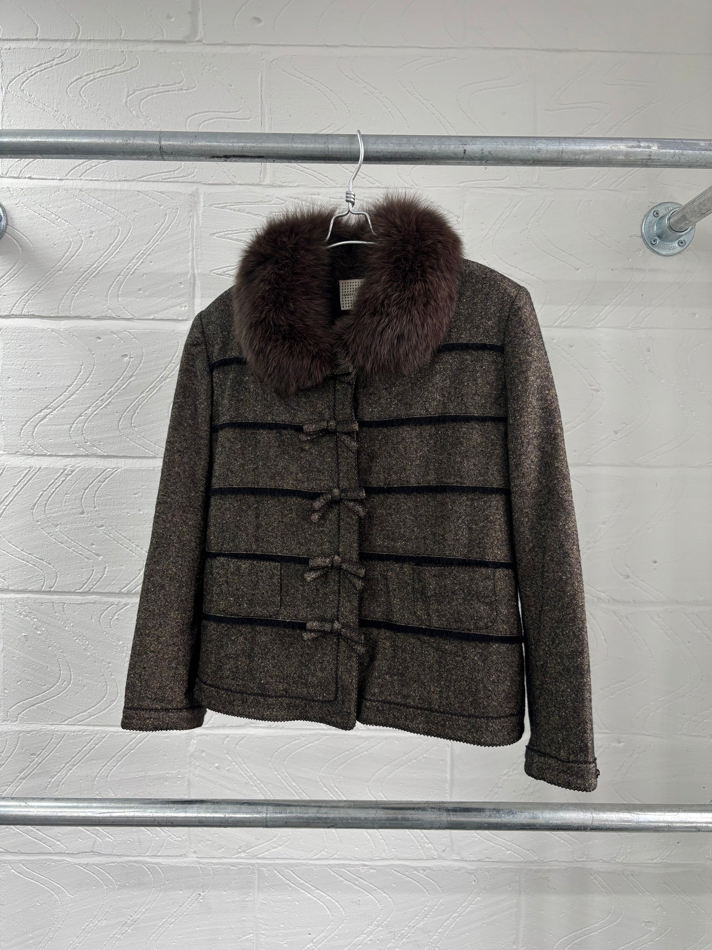 KANEO ISAO SILK WOOL AND FUR JACKET