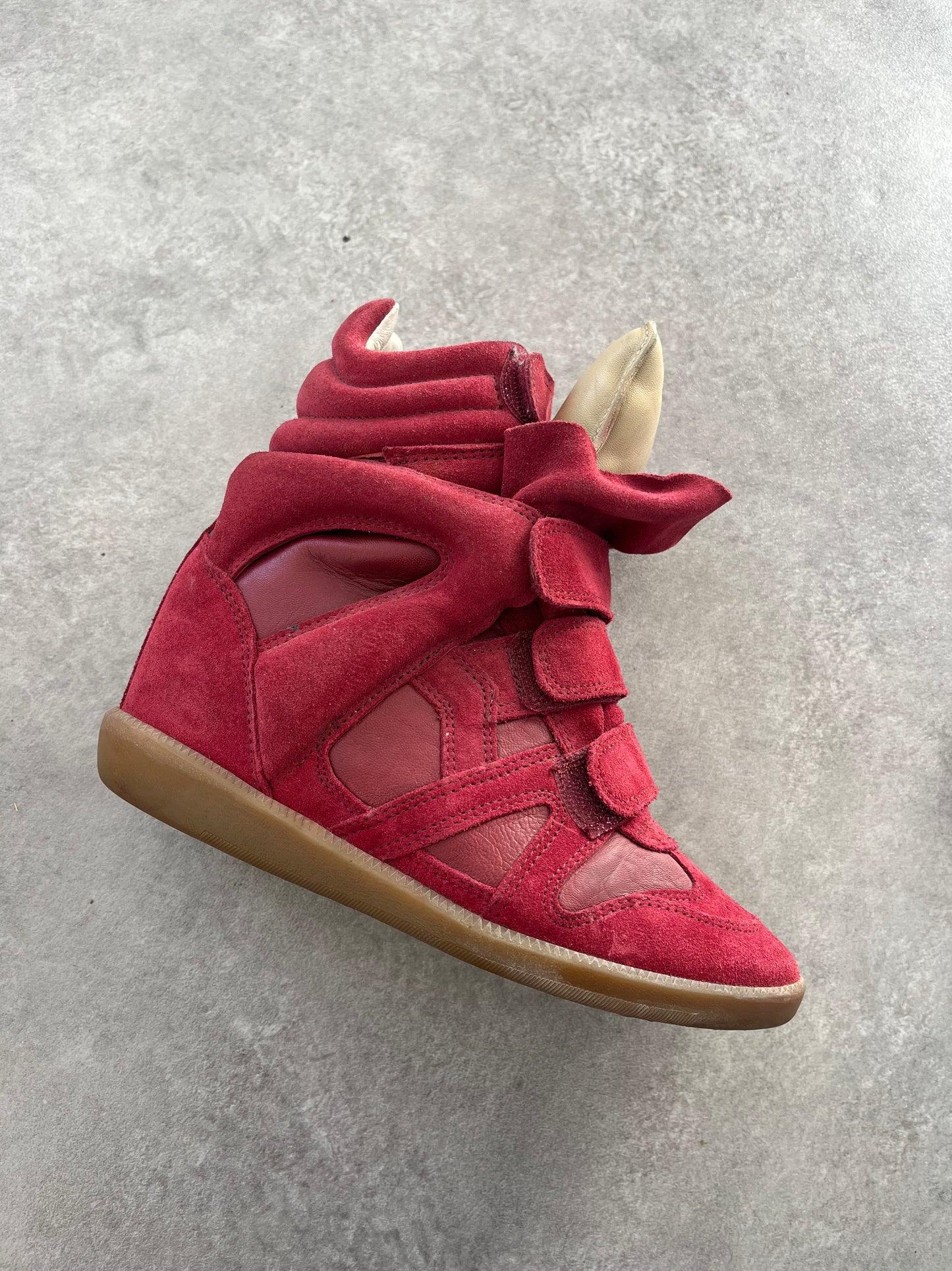 ISABEL MARANT RED BEKETT WEDGE TRAINERS