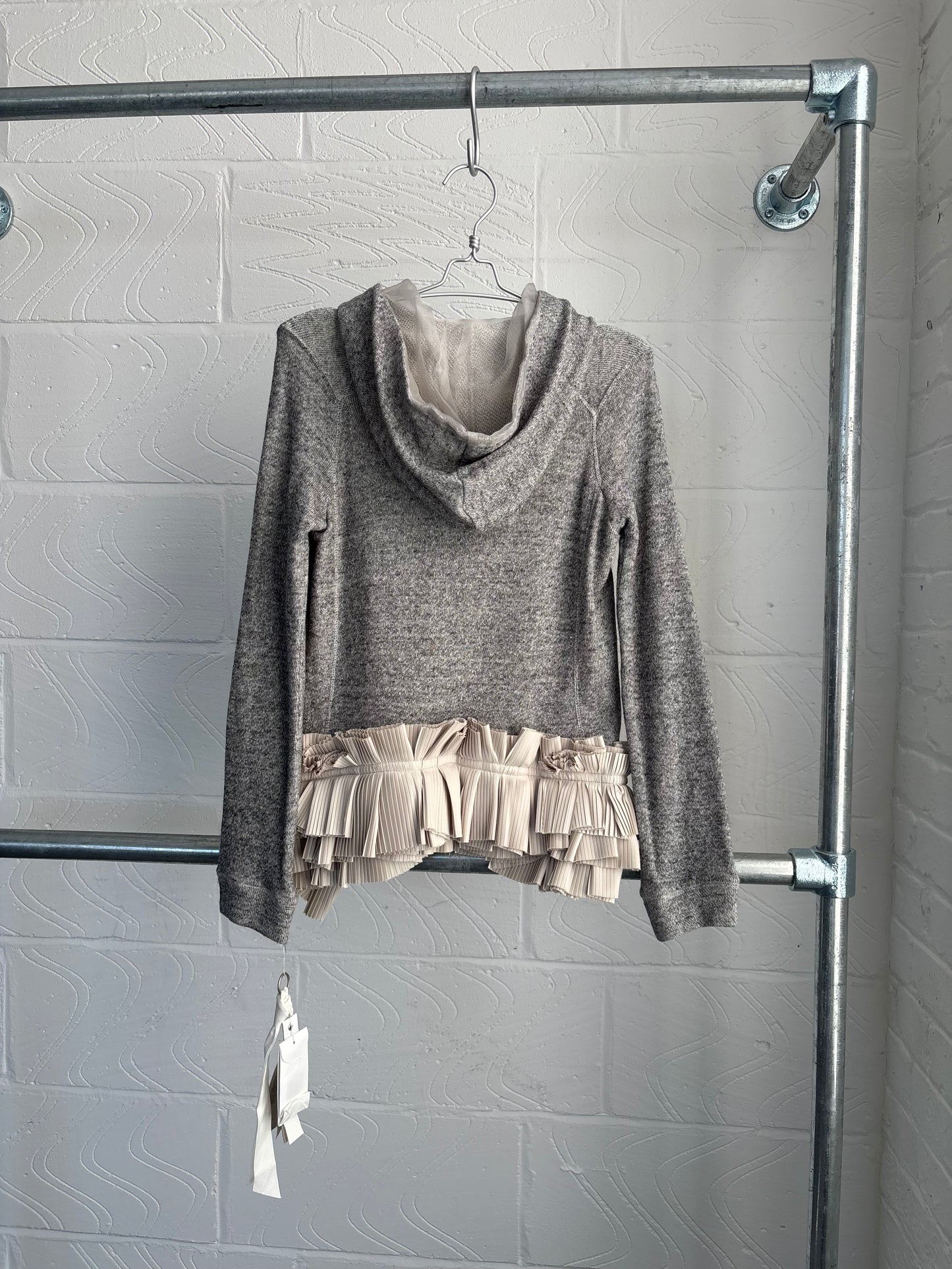 JAPANESE MESH AND PLEAT DETAIL HOODIE