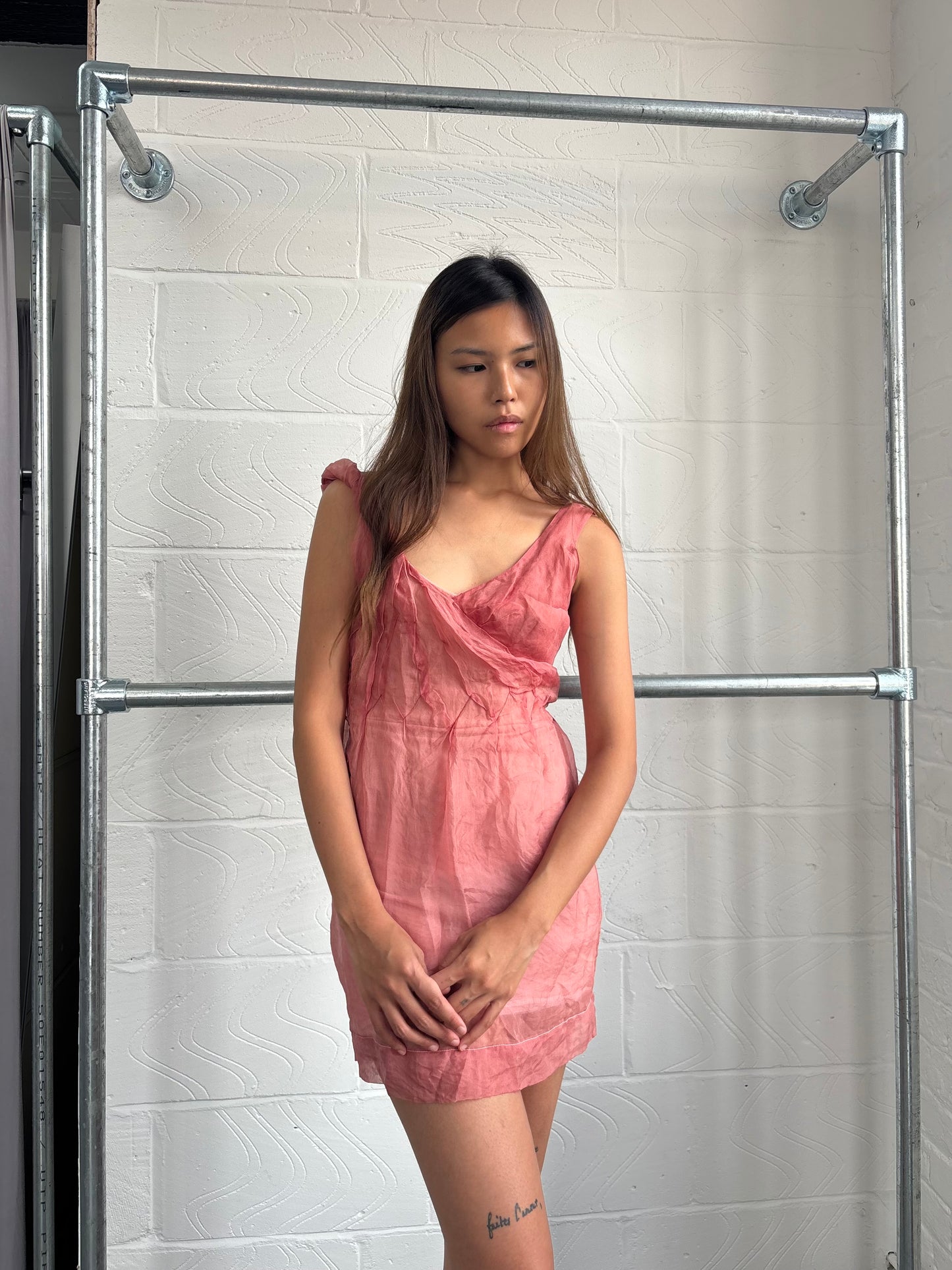 BCBGMAXARZIA RUNWAY LINE SILK DRESS