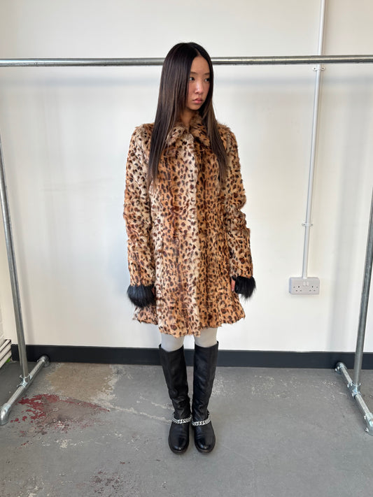 GOAT FUR CHEETAH PRINT COAT
