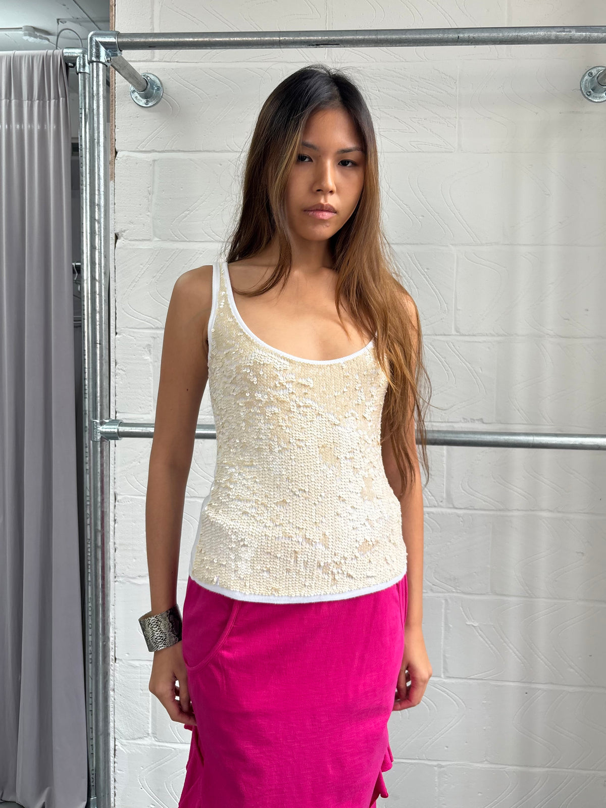 SEQUIN RIBBED CAMI