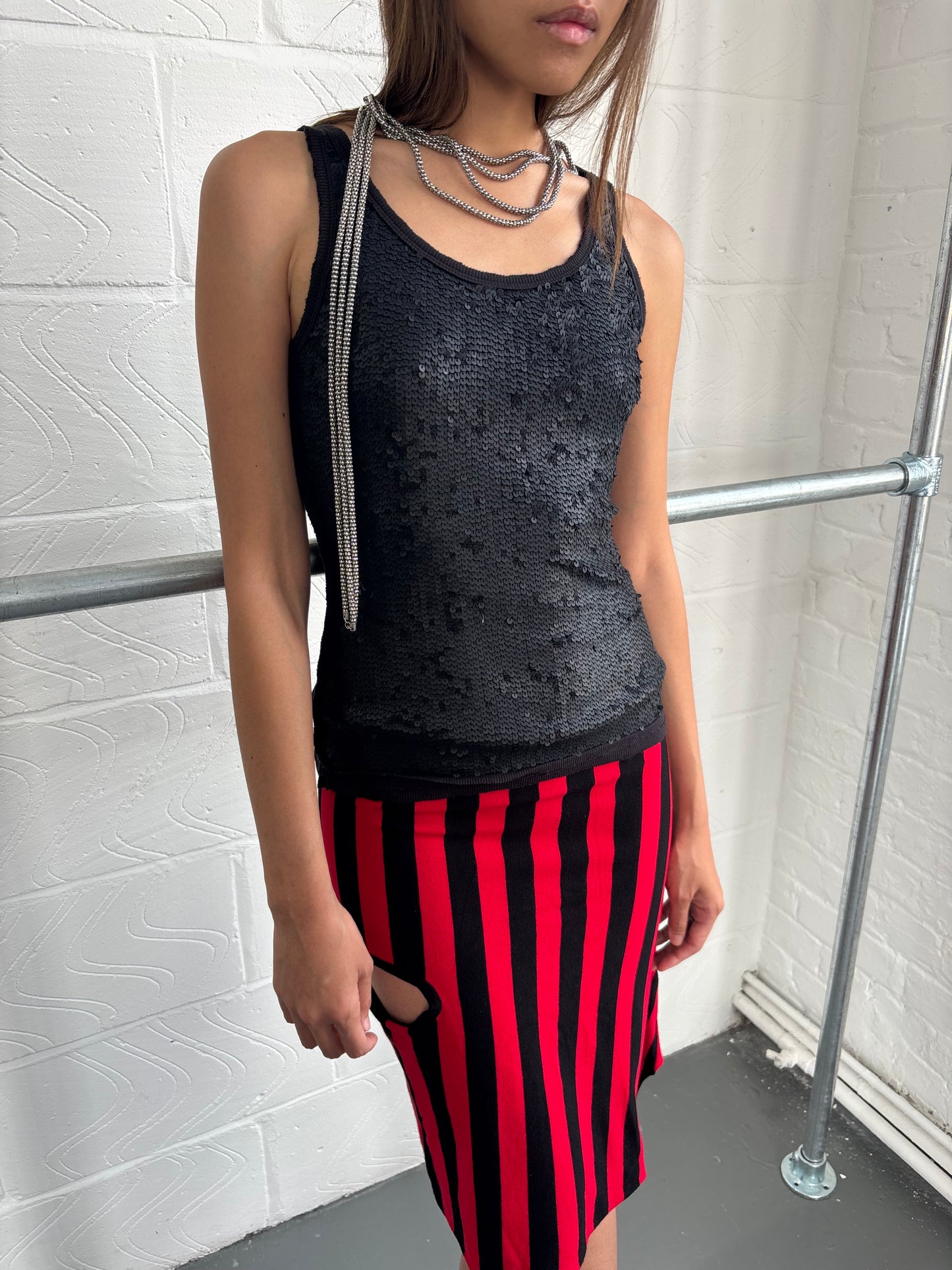 SEQUIN FRONT DECONSTRUCTED VEST