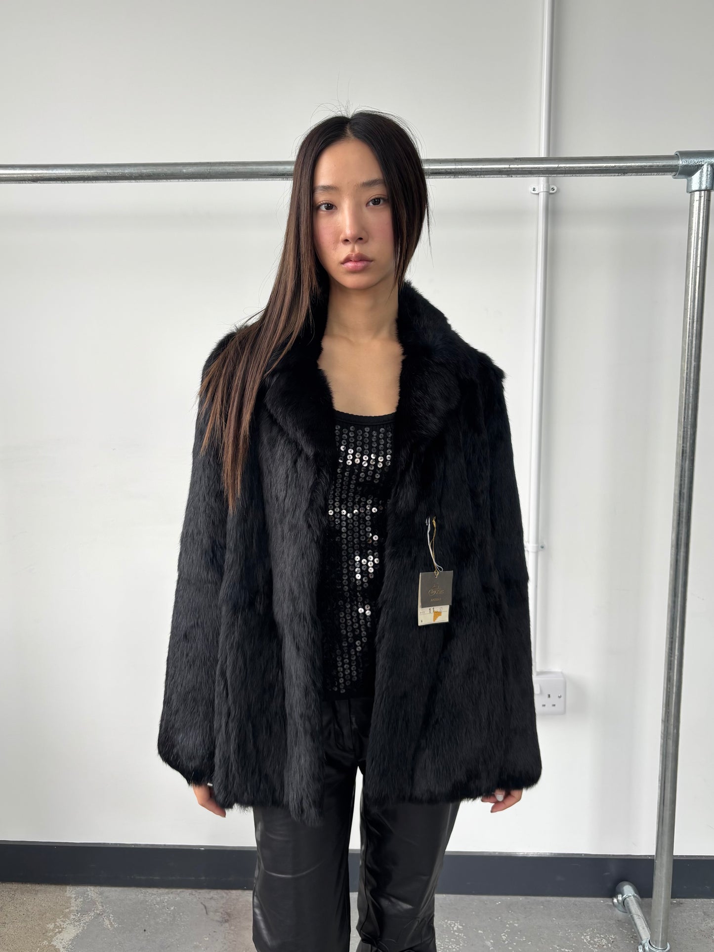 REAL FUR BLACK JACKET