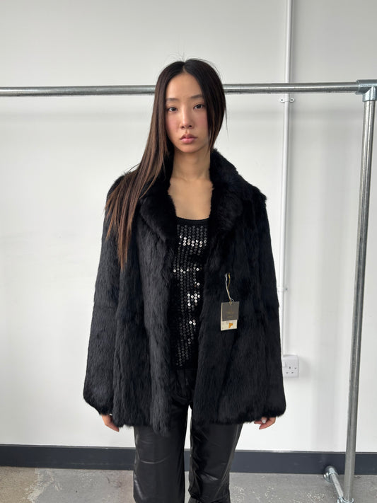 REAL FUR BLACK JACKET