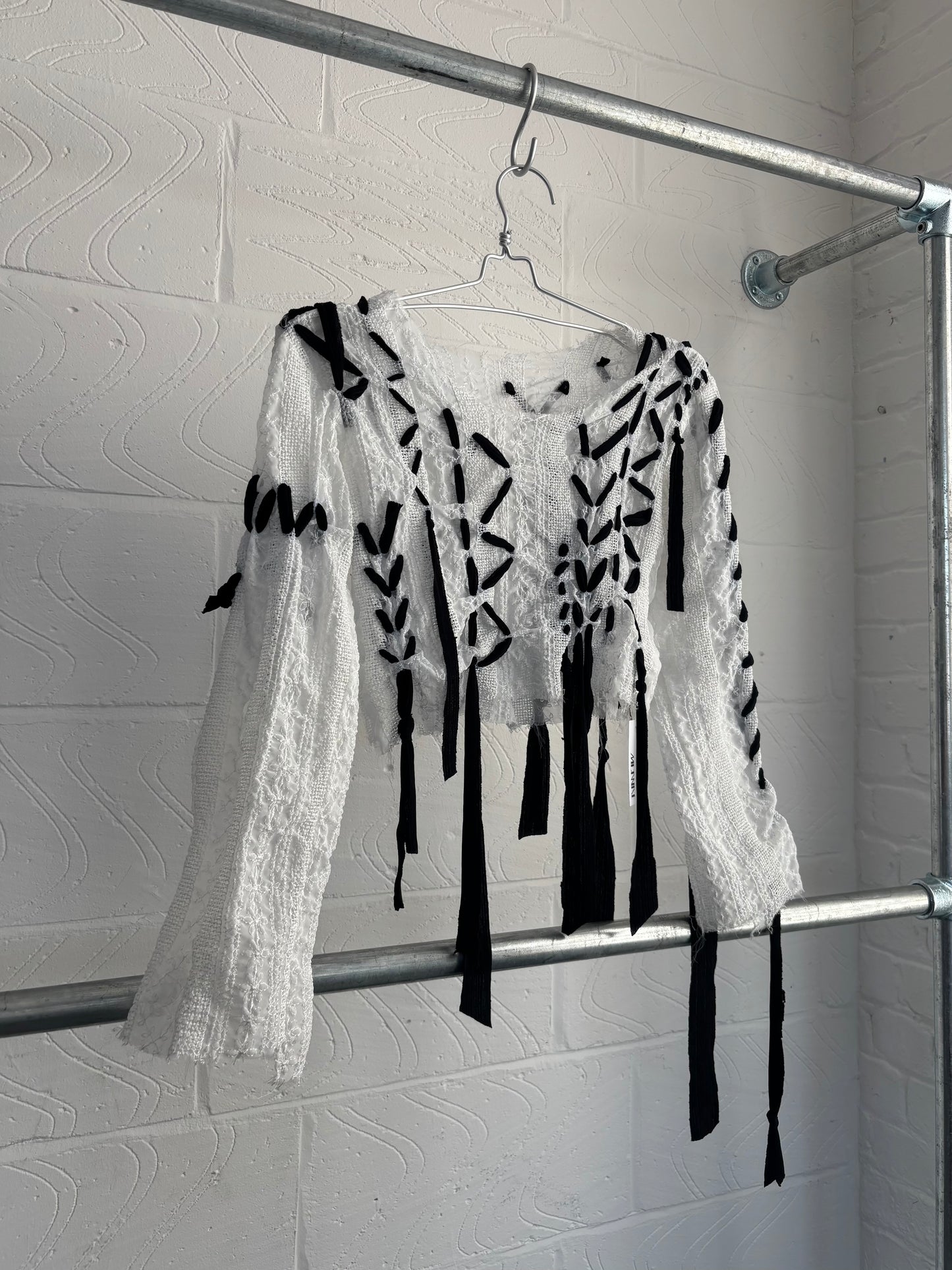 SHEER LACE UP BLOUSE