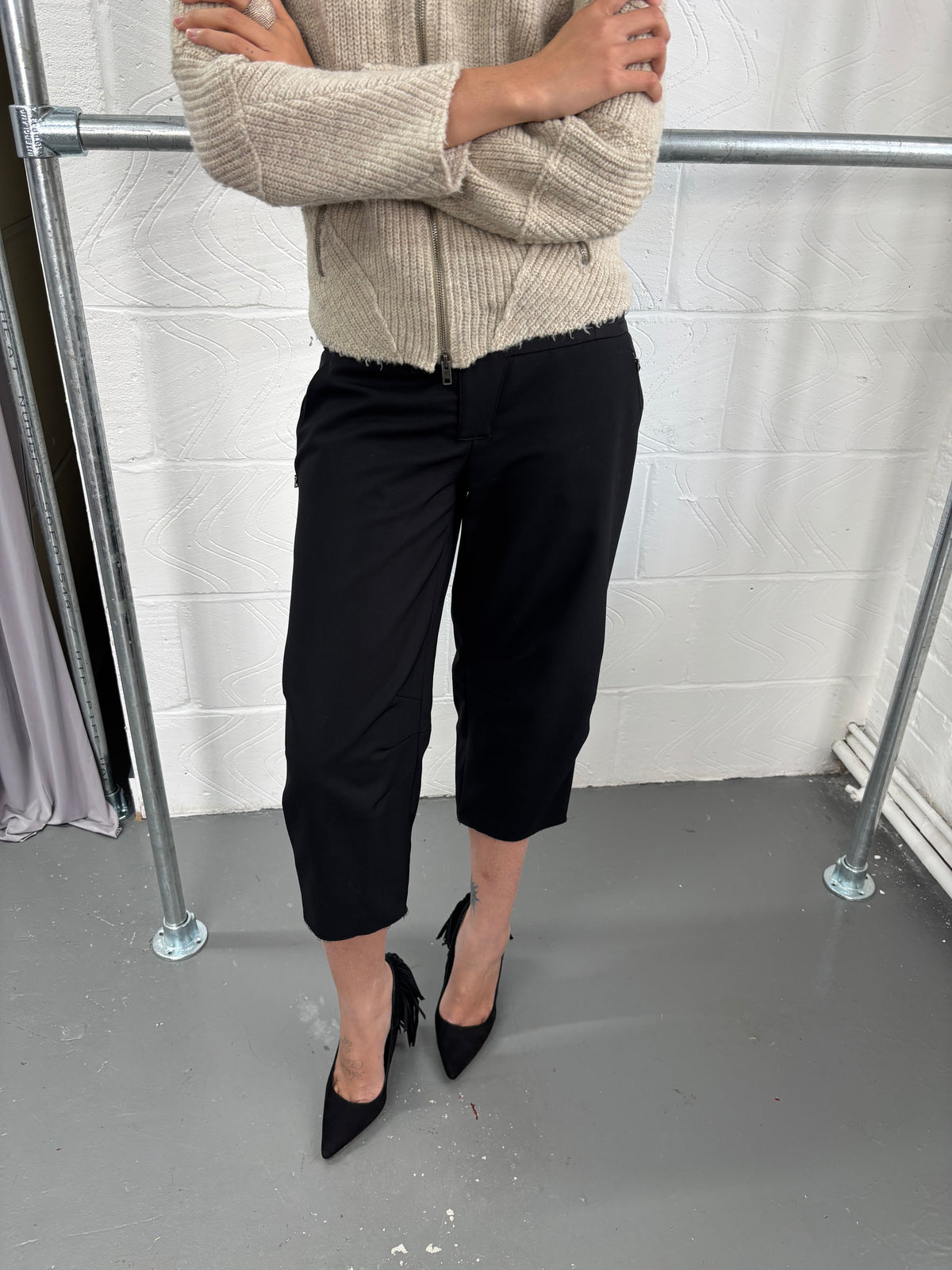 PRADA CIRCA 2007 WOOL CROPPED TROUSERS