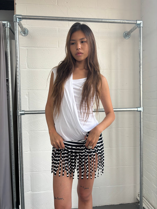 STRIPE FRINGE SCARF/SKIRT