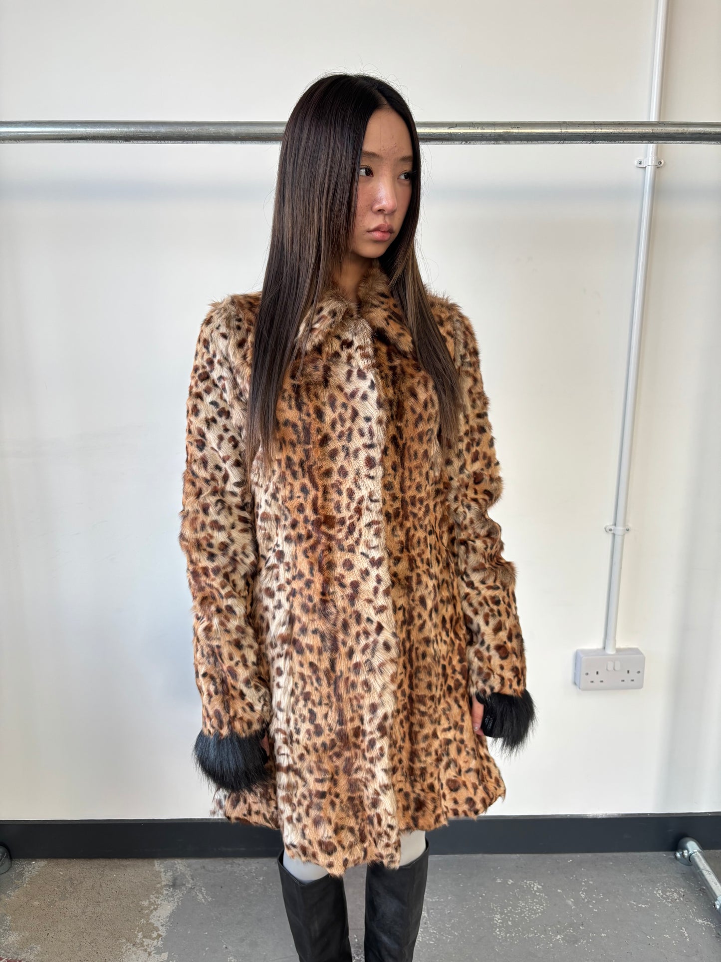 GOAT FUR CHEETAH PRINT COAT