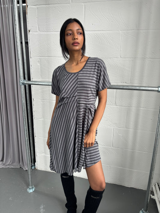 JAPANESE DESIGNER HITCHED STRIPE DRESS