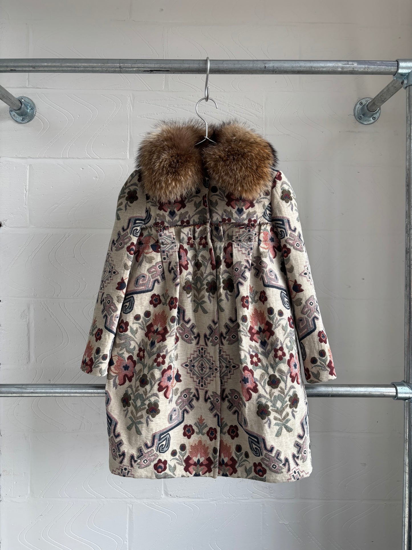 JAPANESE DECONSTRUCTED FLORAL JACKET WITH FUR