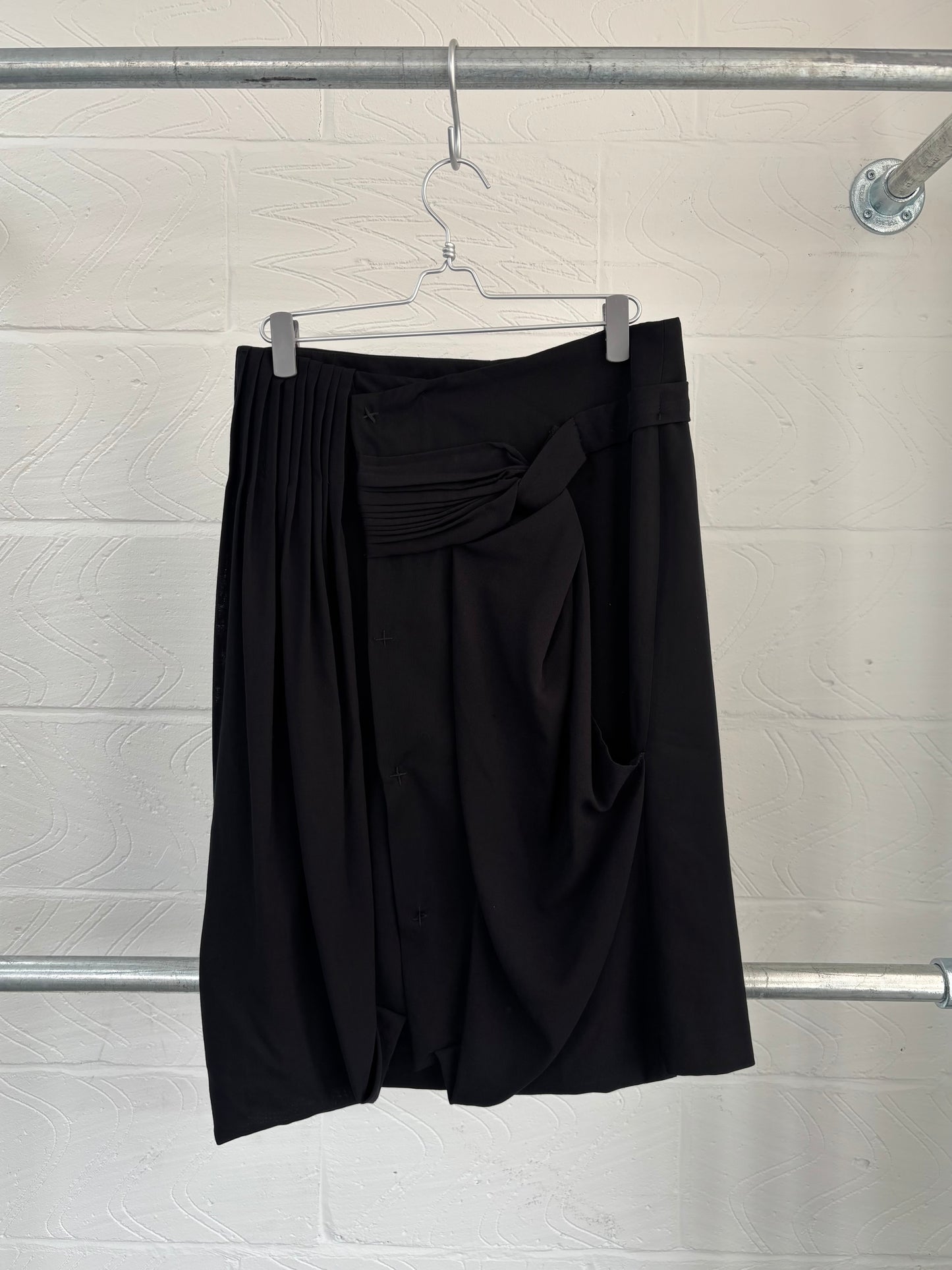 ITALIAN DESIGNER VIRGIN WOOL DRAPE SKIRT