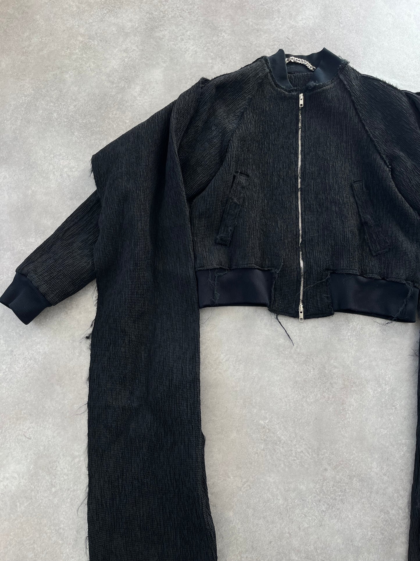 MEGMIURA SS17 DISTRESSED WRAP BOMBER