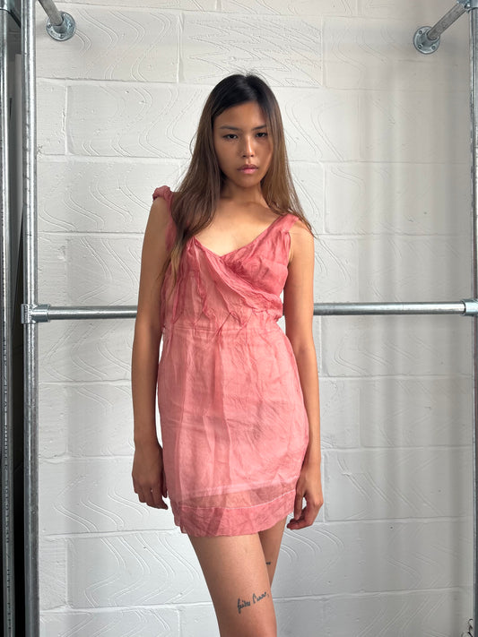BCBGMAXARZIA RUNWAY LINE SILK DRESS