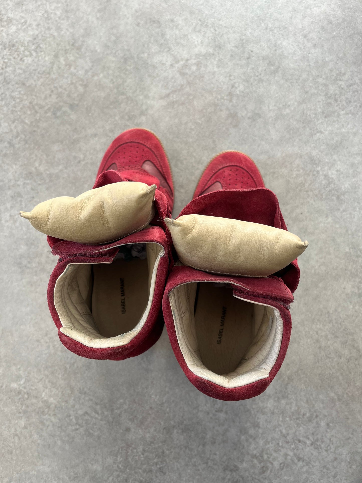 ISABEL MARANT RED BEKETT WEDGE TRAINERS