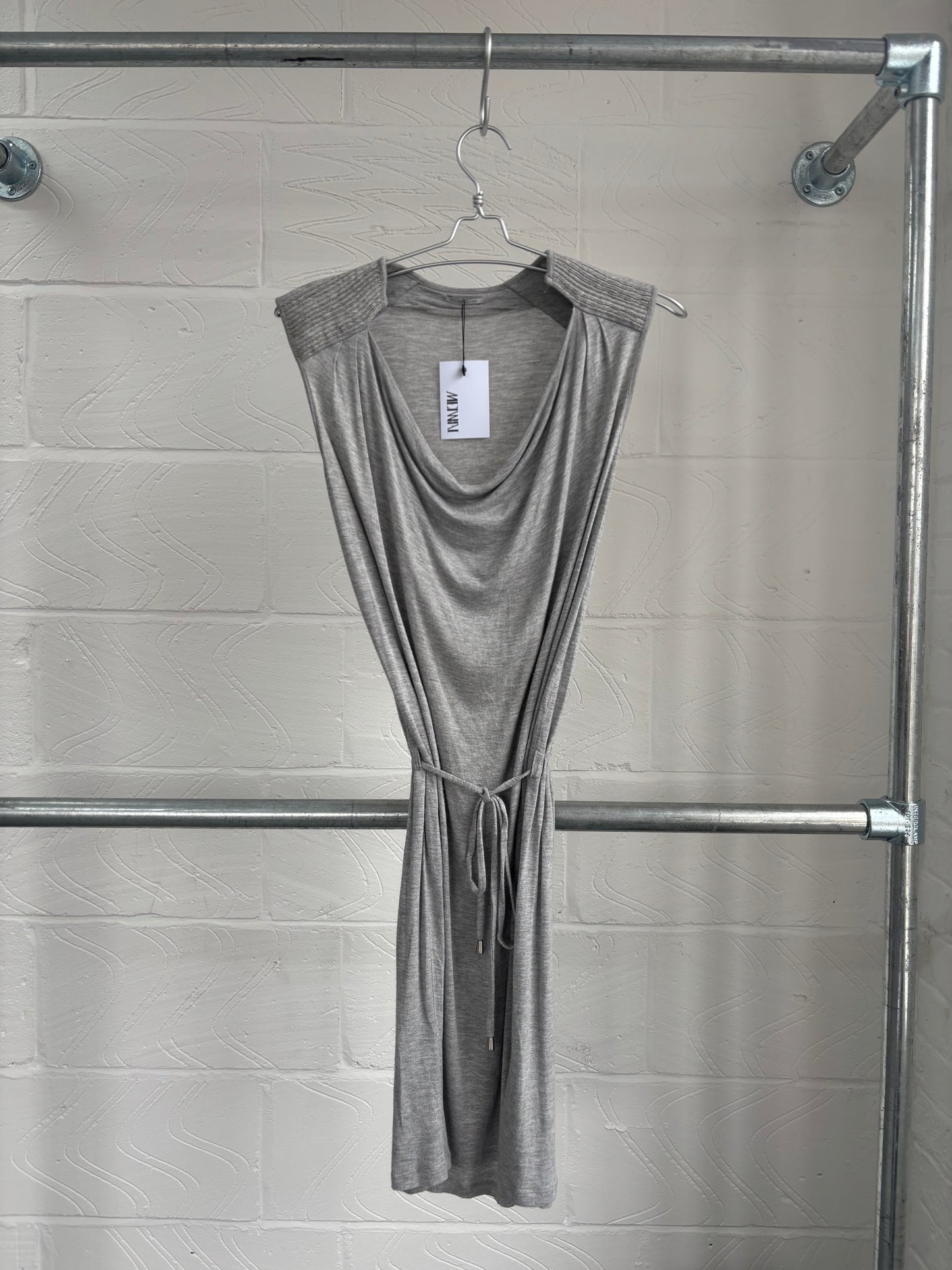 GREY SHOULDER PAD JERSEY DRESS