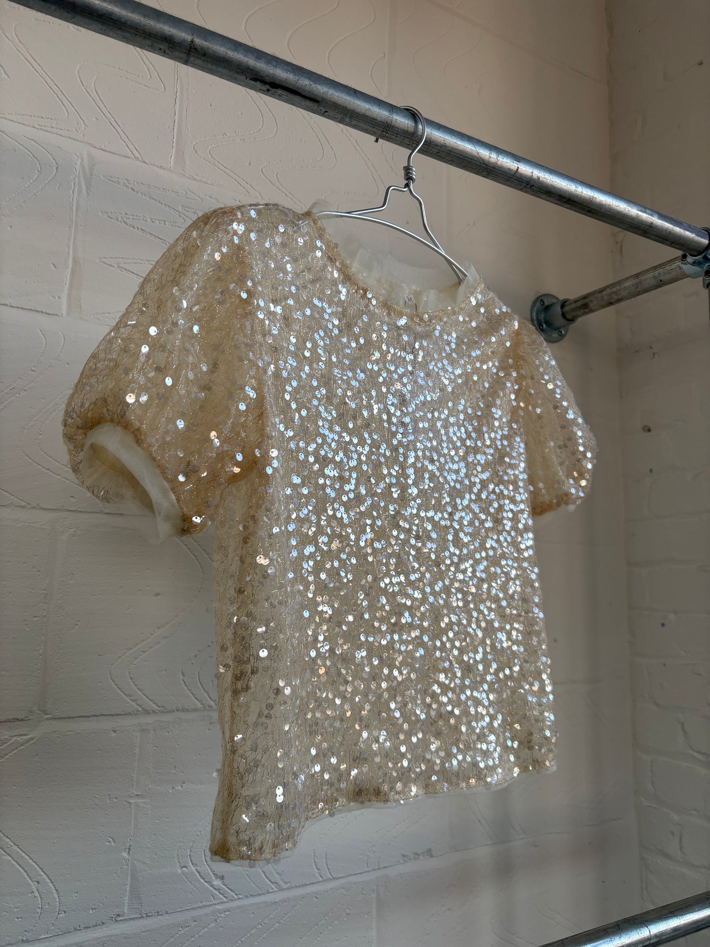 PUFF SLEEVE SEQUIN BLOUSE