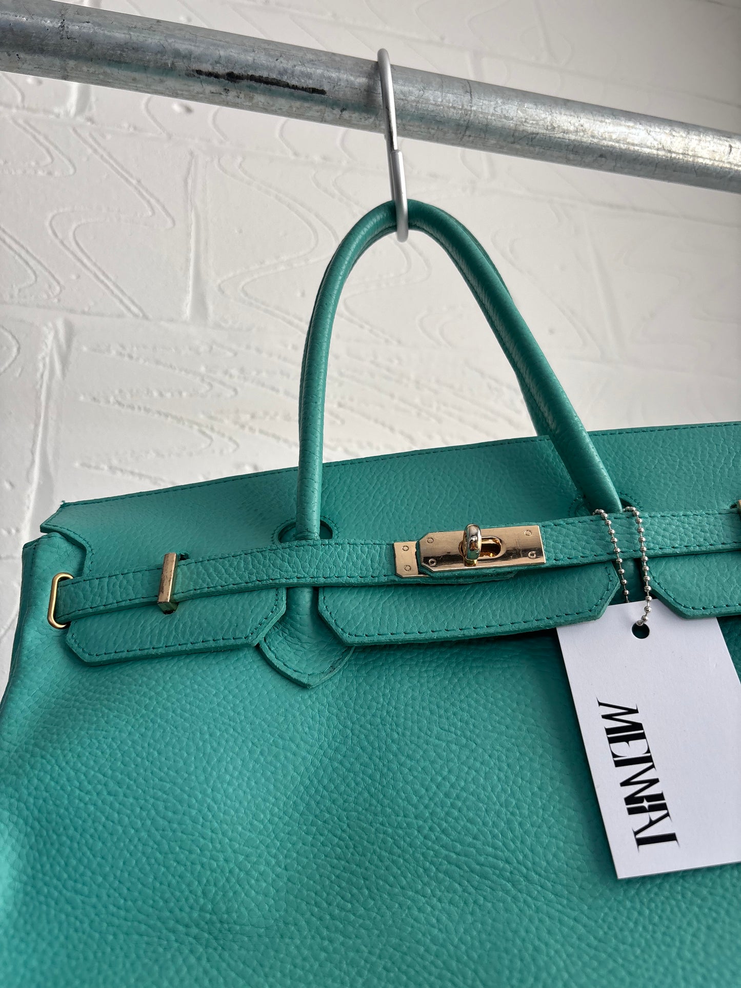 TEAL LEATHER MINI FIRKIN