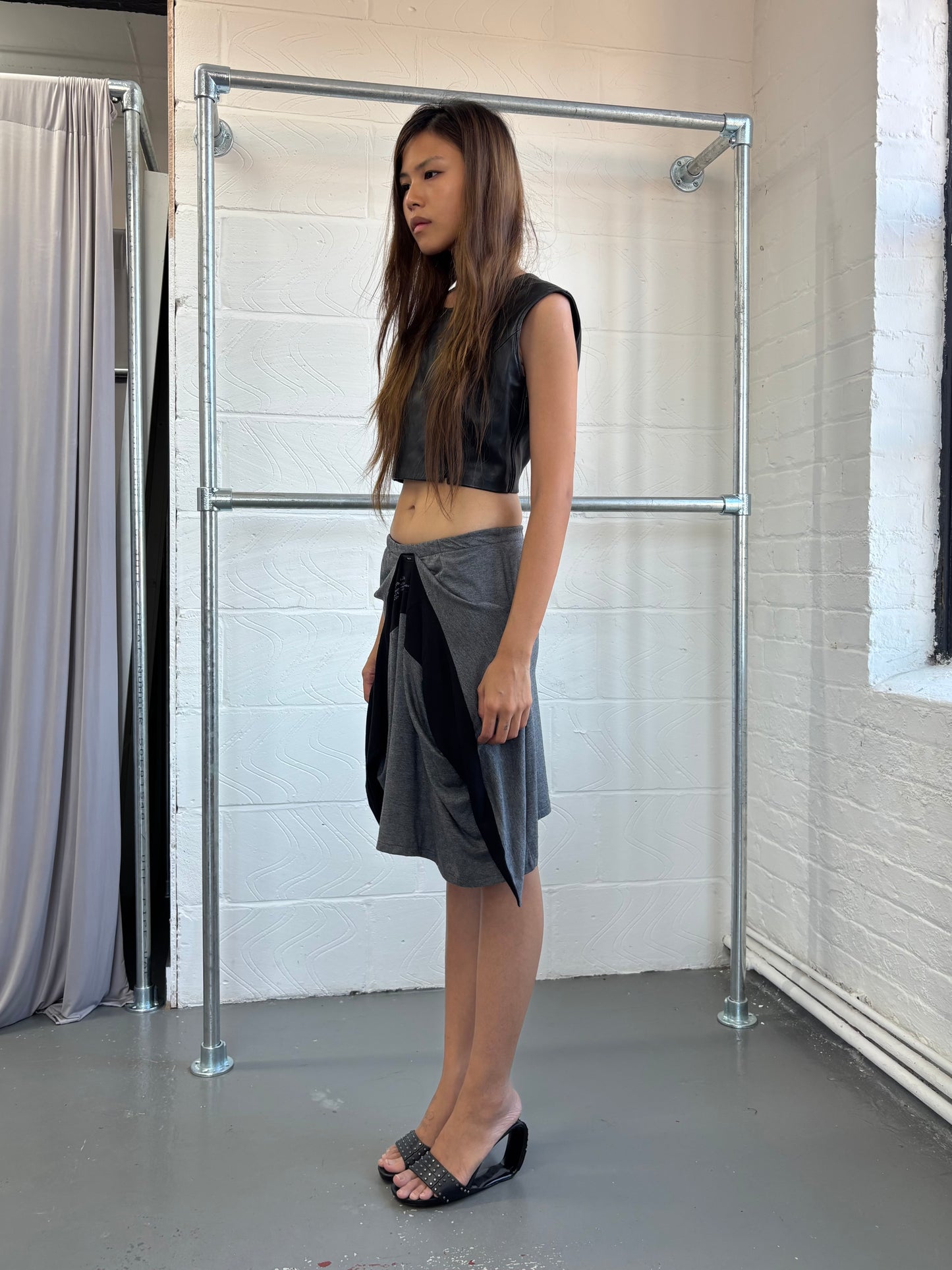 JAPANESE DESIGNER JERSEY DRAPE SKIRT