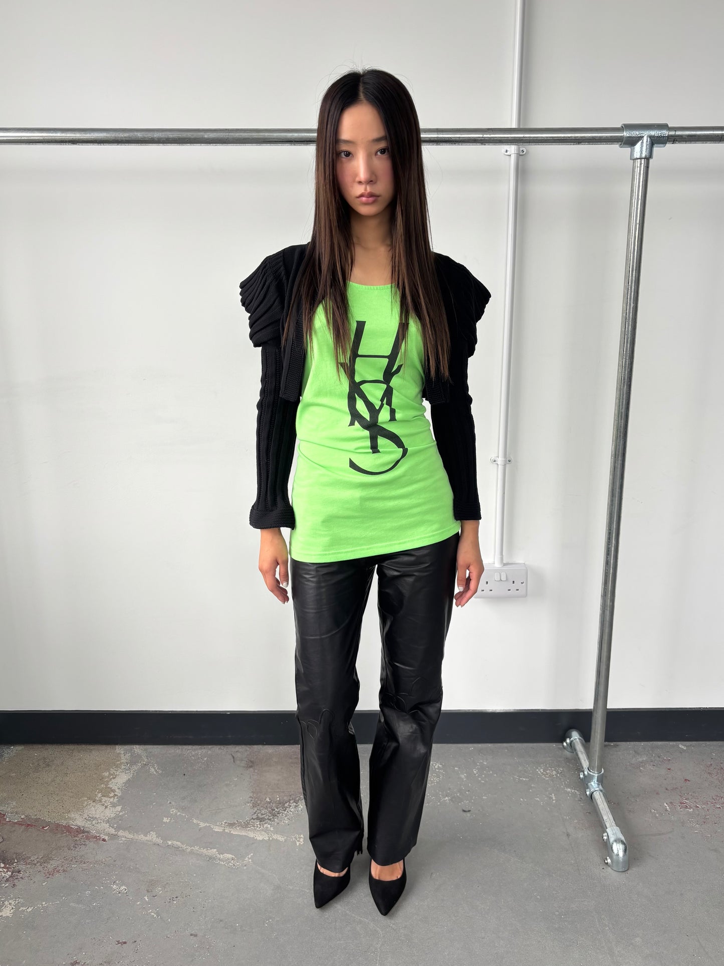 LEATHER TROUSERS WITH DETAILING ON KNEES