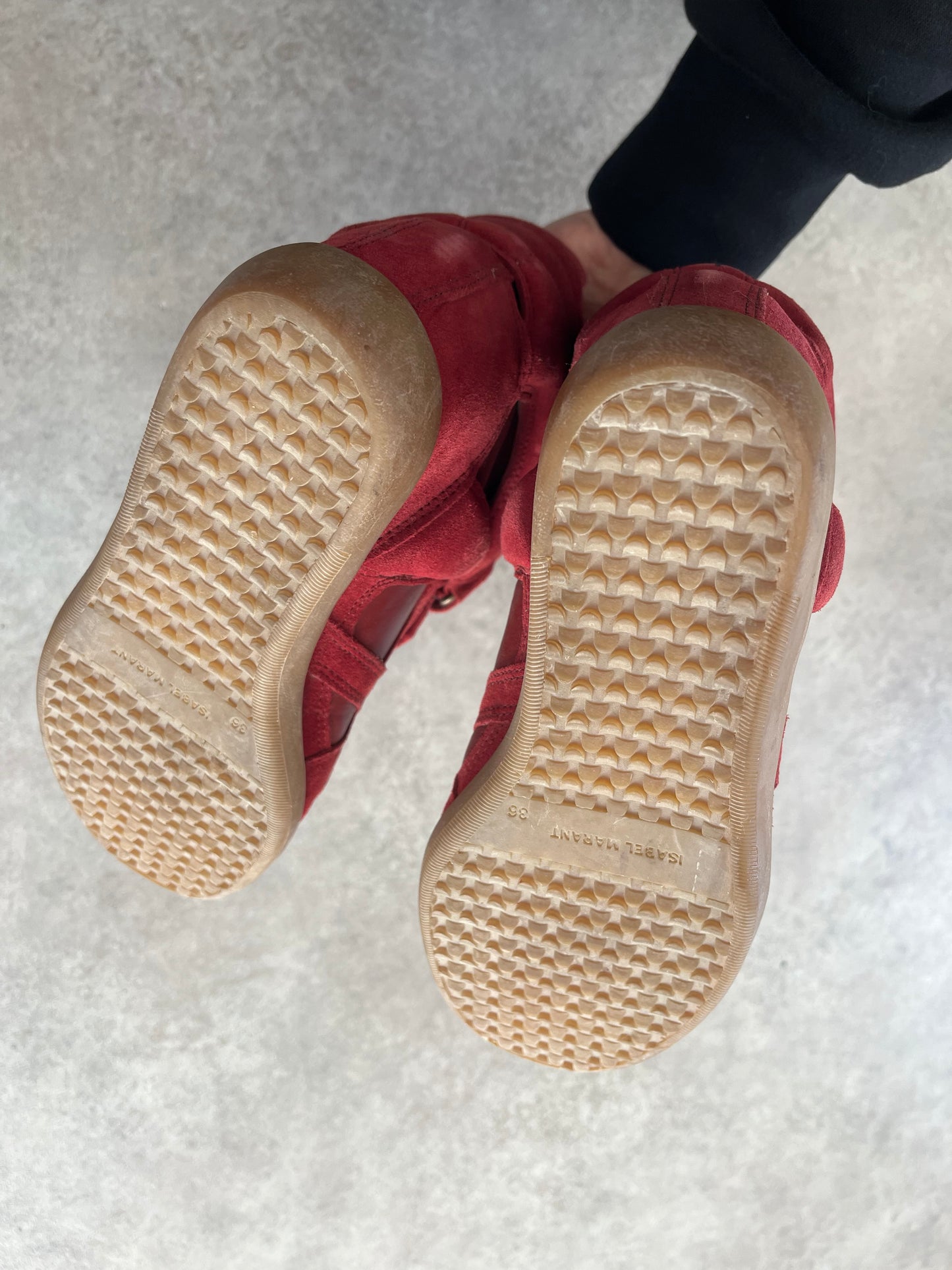 ISABEL MARANT RED BEKETT WEDGE TRAINERS