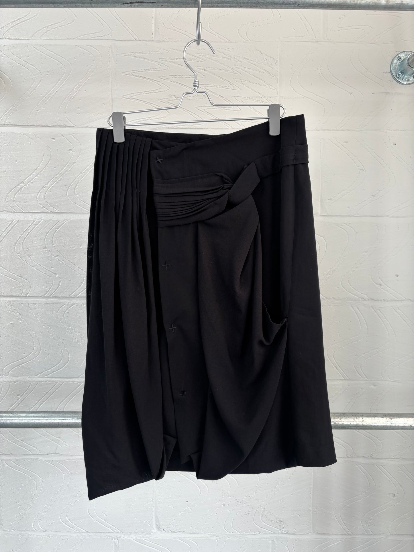ITALIAN DESIGNER VIRGIN WOOL DRAPE SKIRT