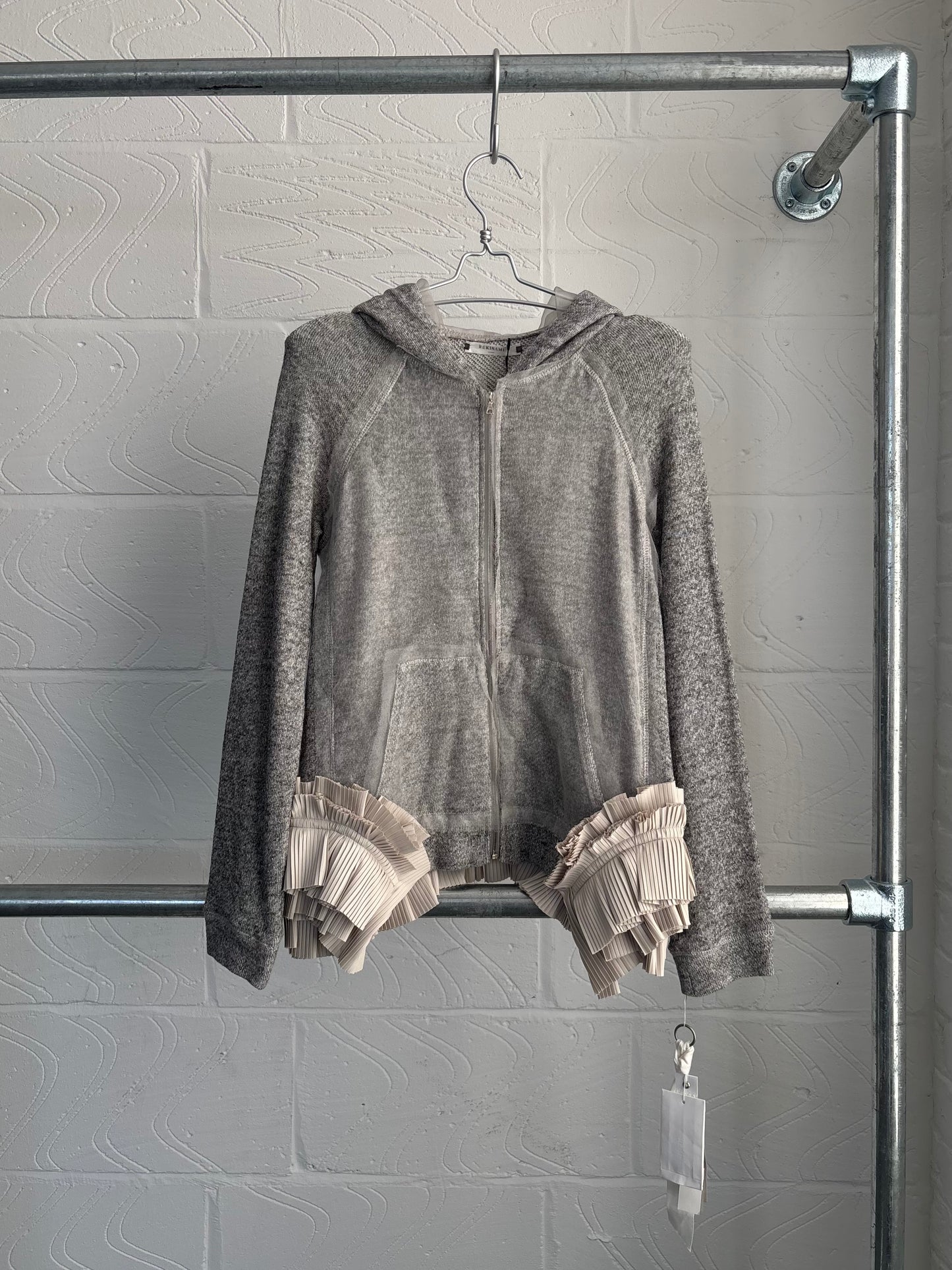 JAPANESE MESH AND PLEAT DETAIL HOODIE