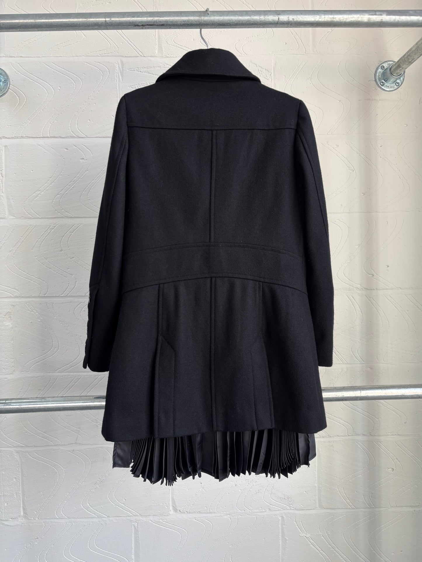 WOOL PEA COAT WITH PLEATED LINING