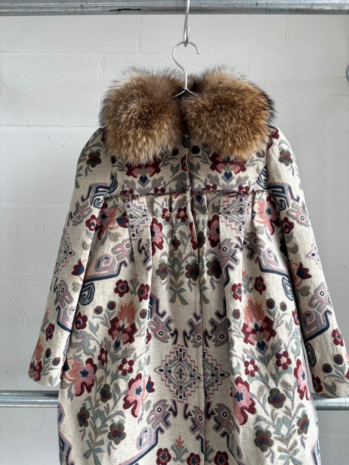 JAPANESE DECONSTRUCTED FLORAL JACKET WITH FUR