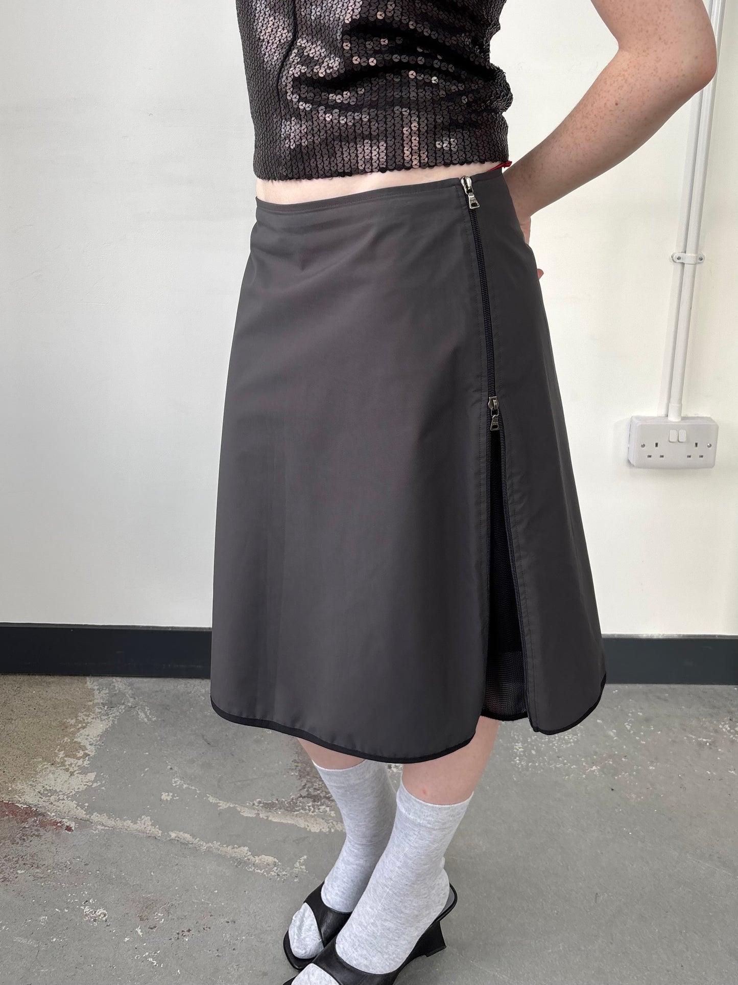 PRADA SPORT ZIP DETAIL SKIRT