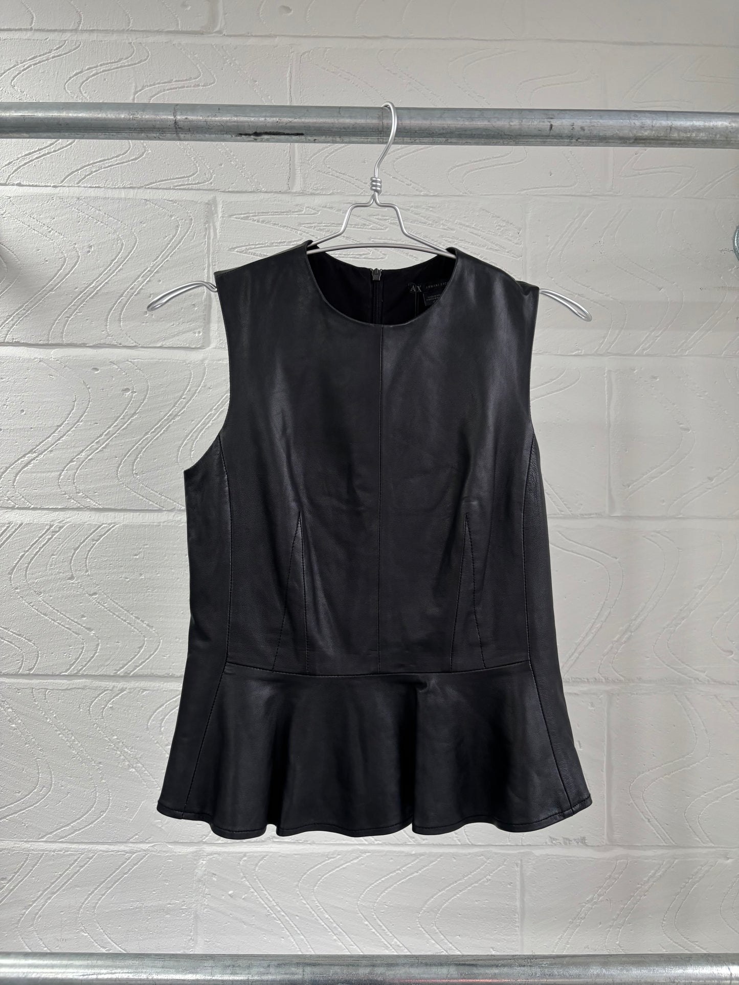 ARMANI LEATHER PEPLUM TOP