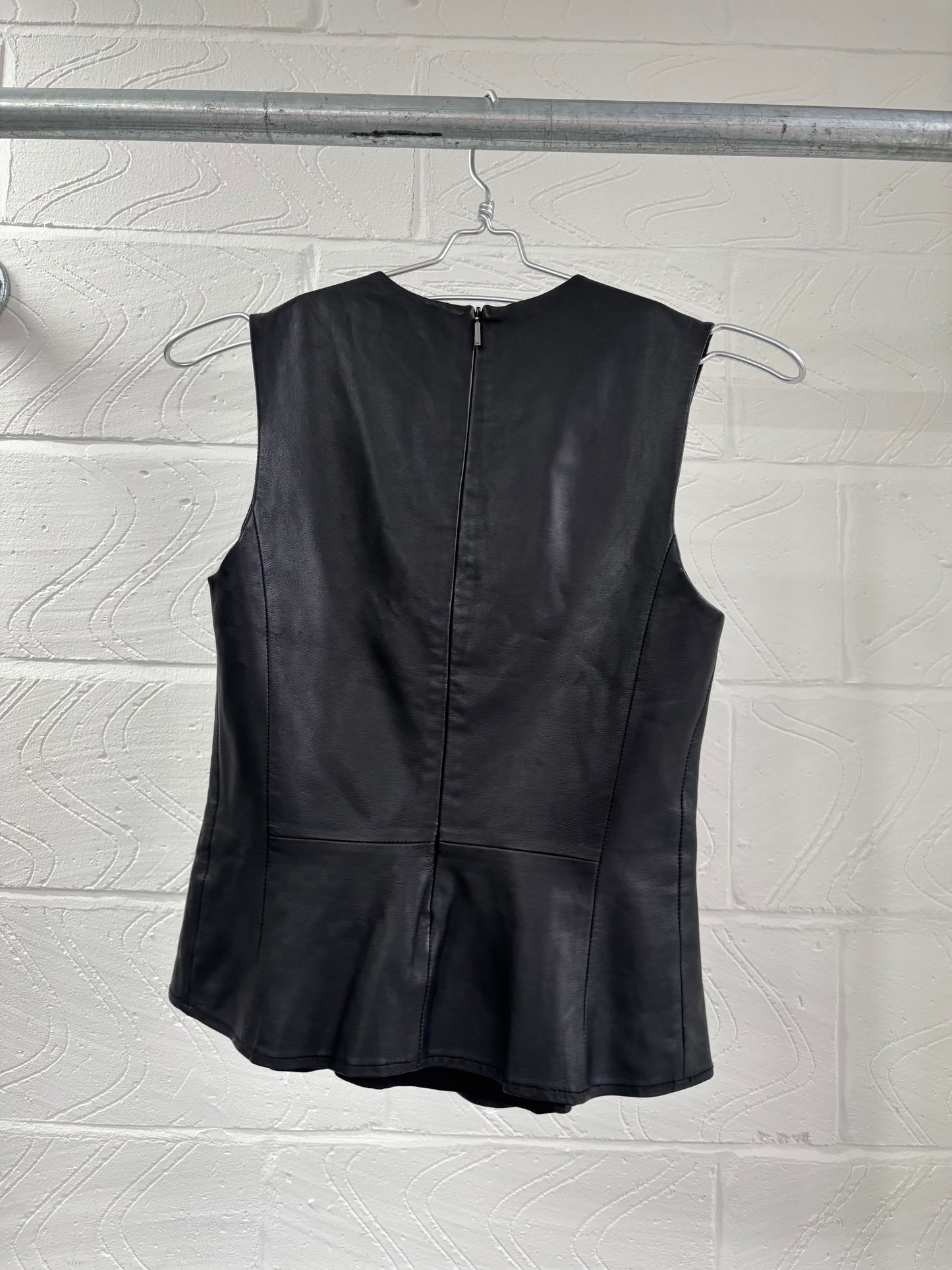 ARMANI LEATHER PEPLUM TOP