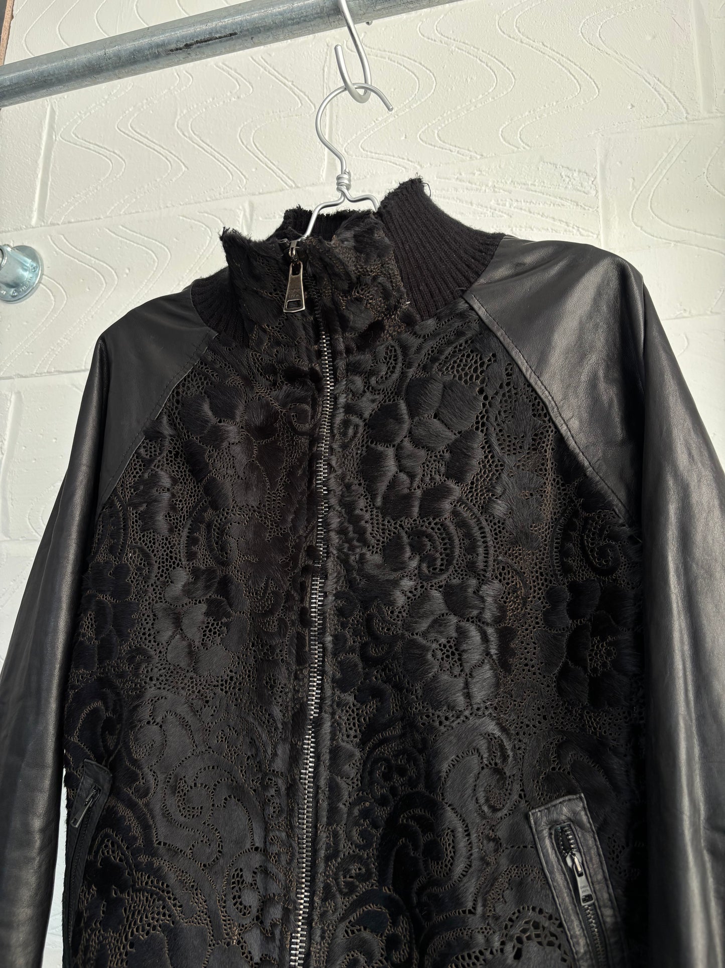 GIORGIO BRATO LEATHER PONY HAIR JACKET