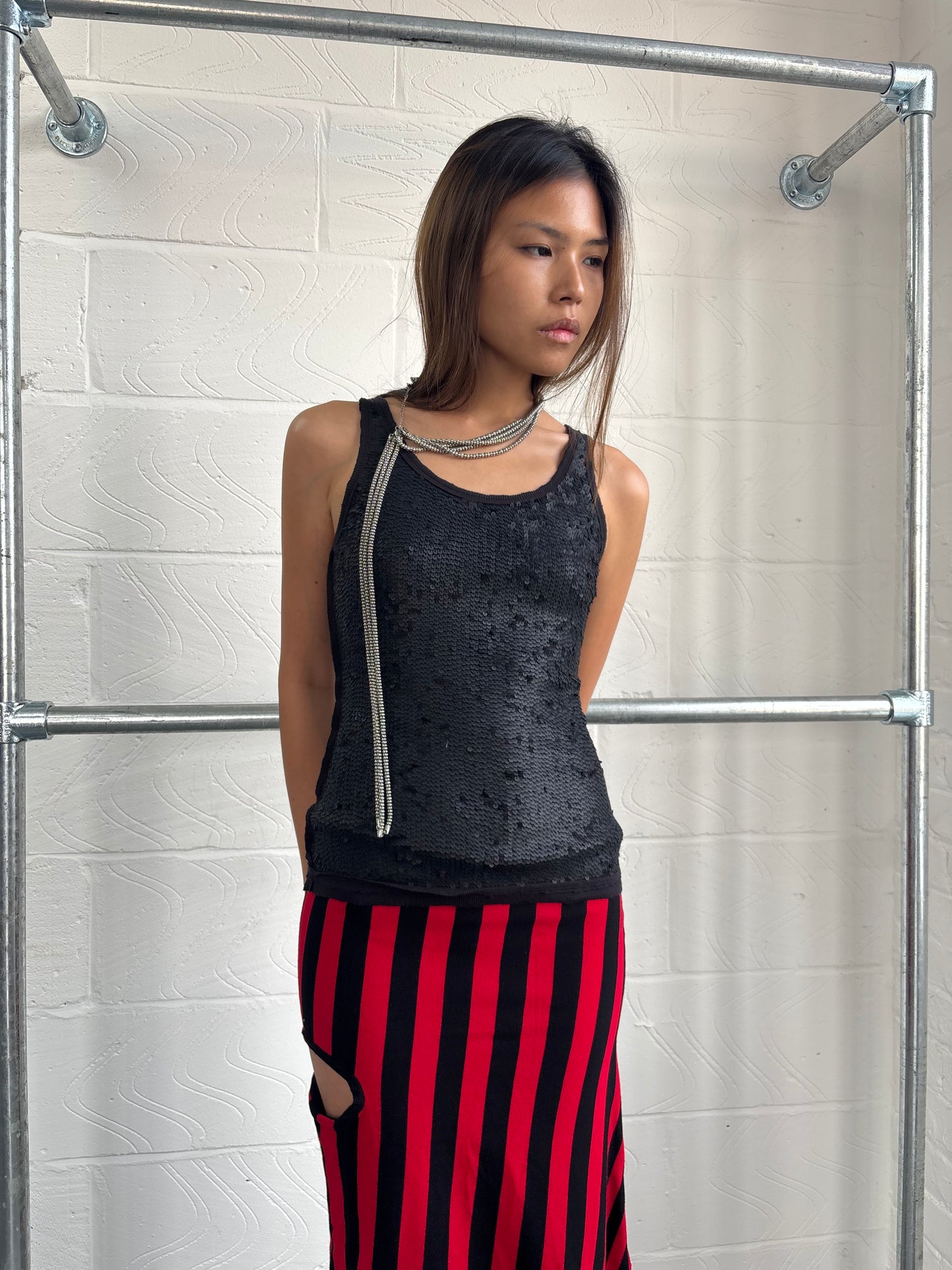 SEQUIN FRONT DECONSTRUCTED VEST