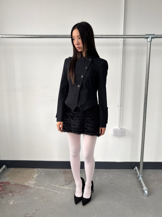 ASYMMETRIC BUTTON UP FITTED JACKET